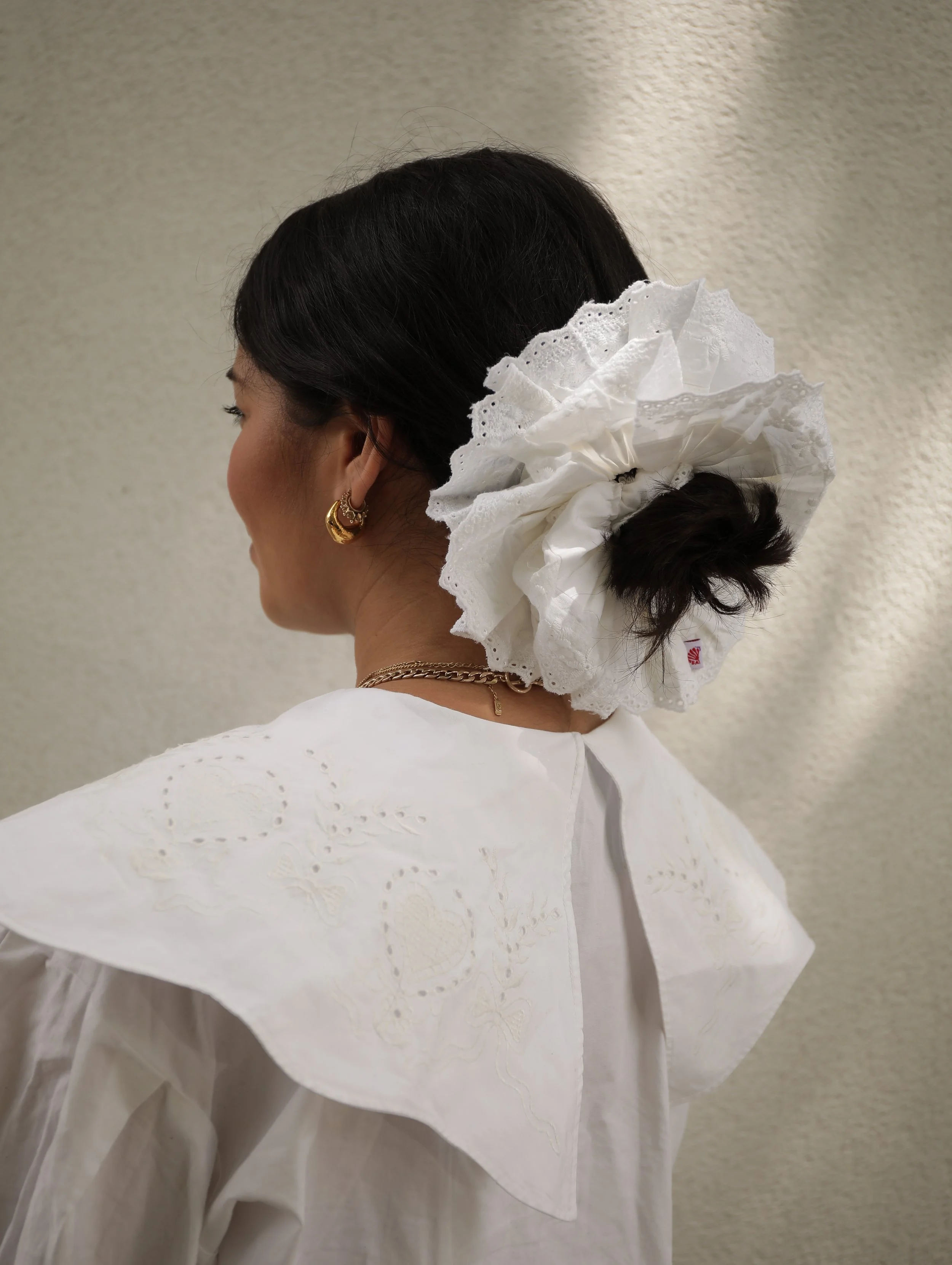 The Mia XL Scrunchie, White — made by annie