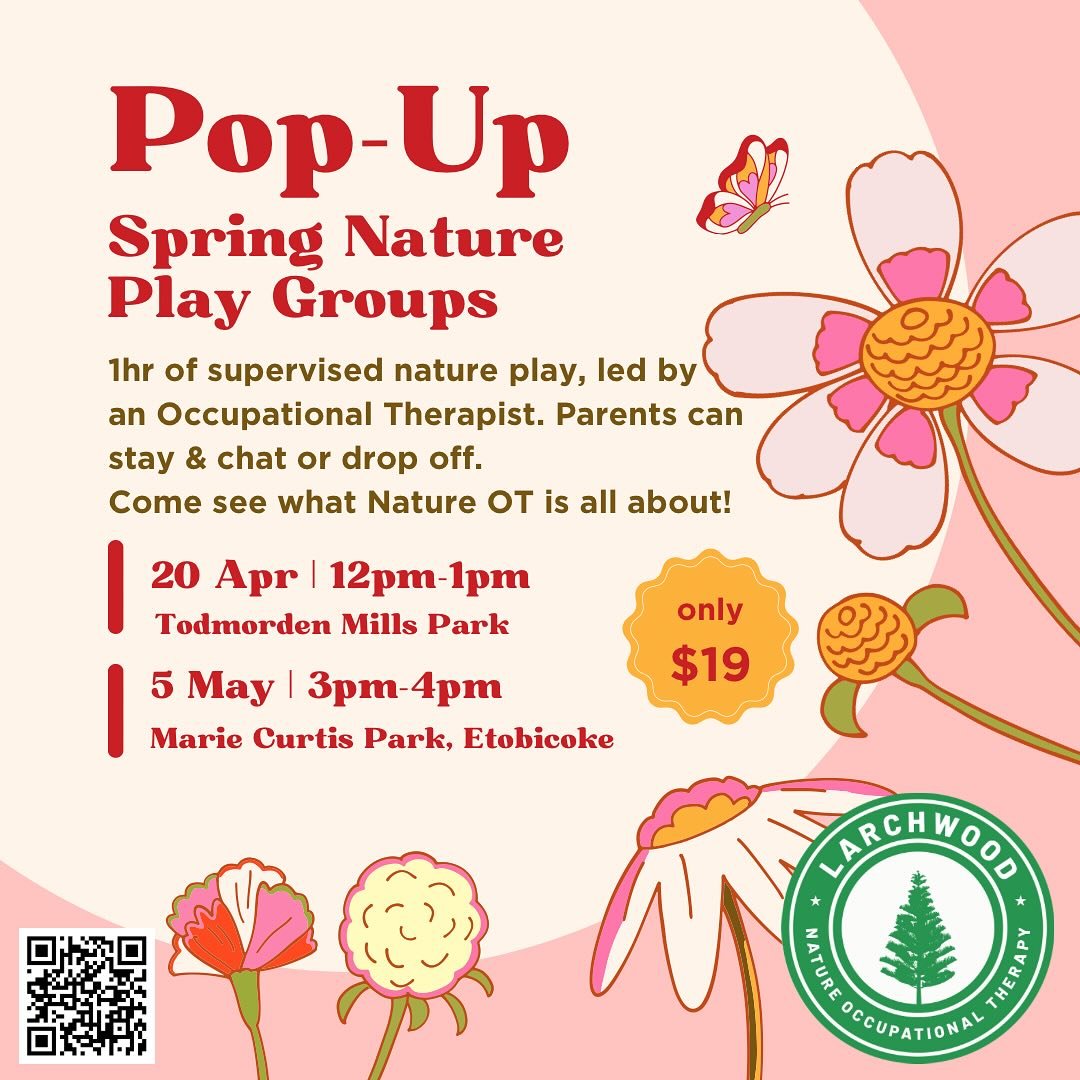 Last call for Pop Up Kids!! 
Registration closes on April 14th. 
Grab a spot for your kiddo. Lots of fun to be had with OT Emma and our amazing volunteers. 

Note that we had to change our west end date and time. 

Hope to see you in the woods!! 🌳🌳