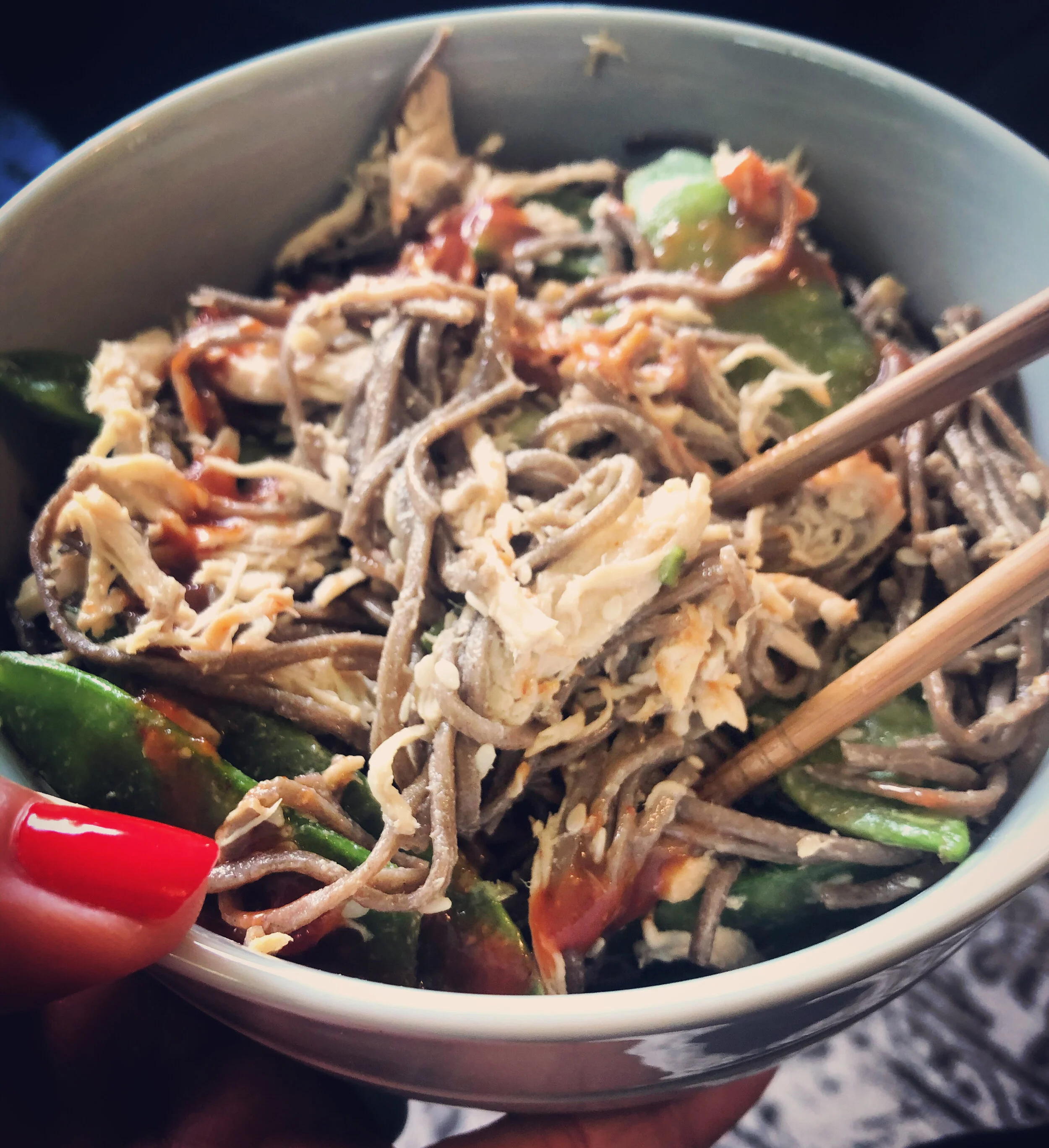 Summer #RunnerFuel Recipe: Cold Sesame Soba Noodles with Chicken and Snow Peas