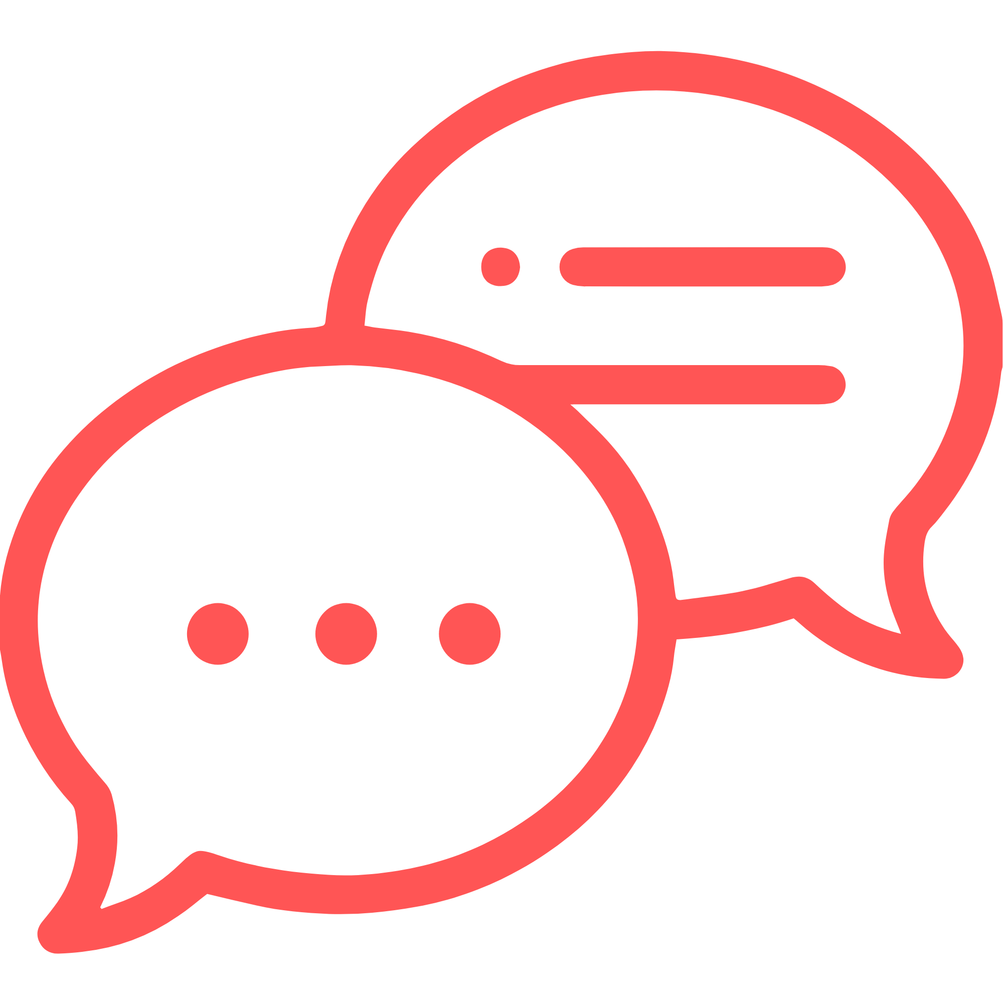 coral coloured icon of two dialogue speech bubbles