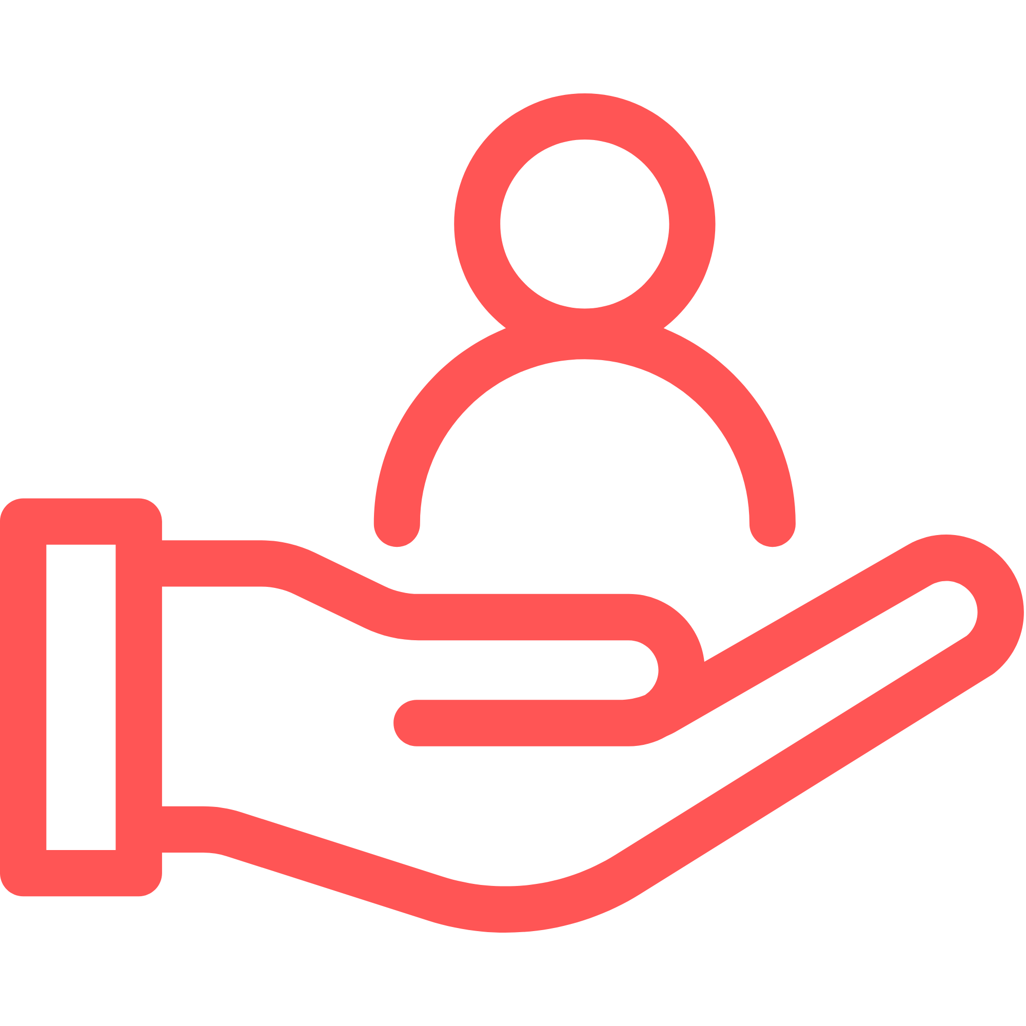 coral coloured icon of a team member in someones hand