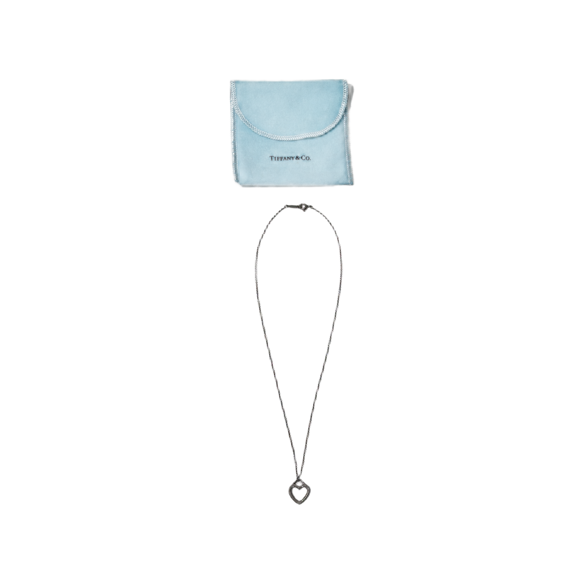 Tiffany & Co. Offener Herz Anhänger Halskette Sterlingsilber