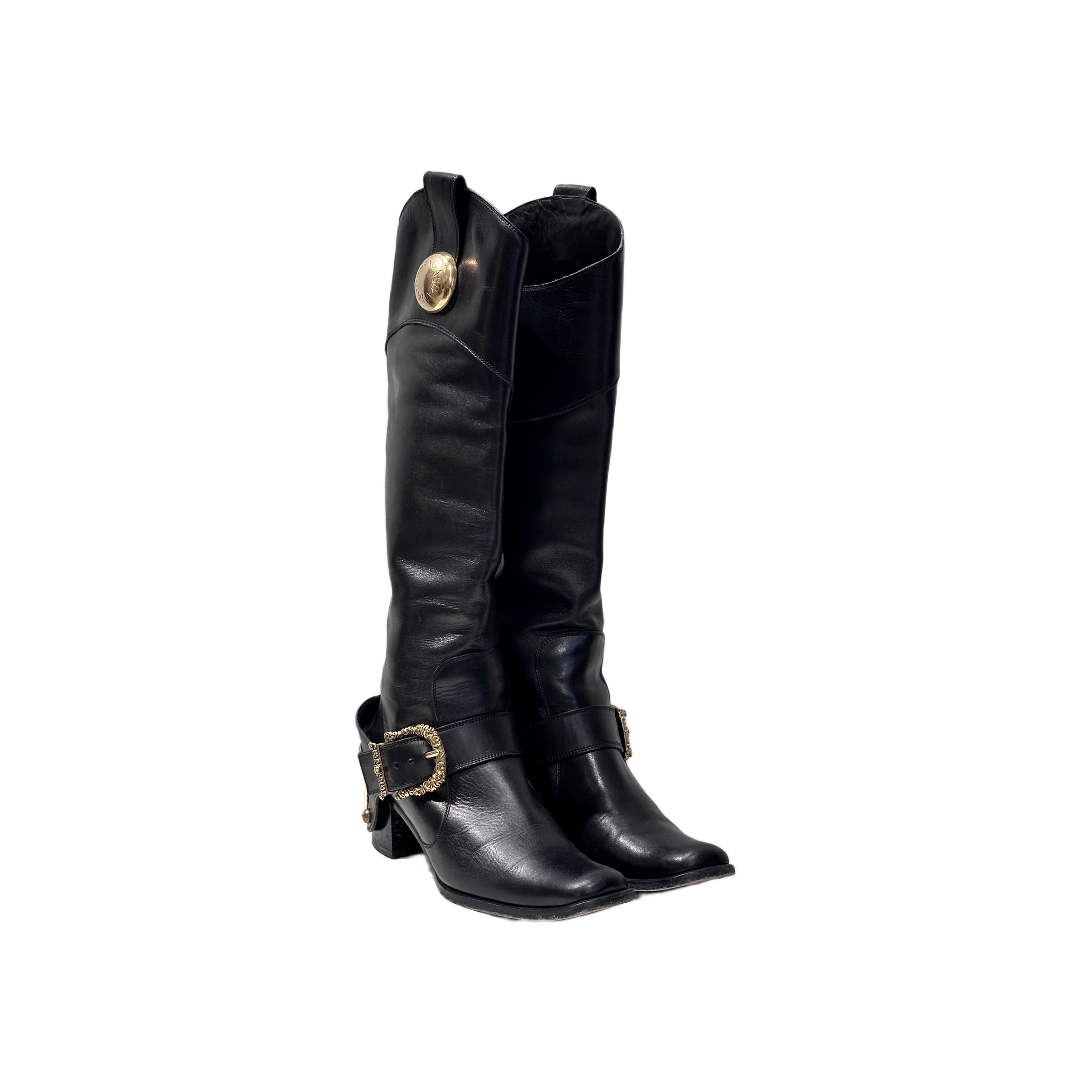 Dolce & Gabbana Reitstiefel mit Barock-Schnallen Schwarz