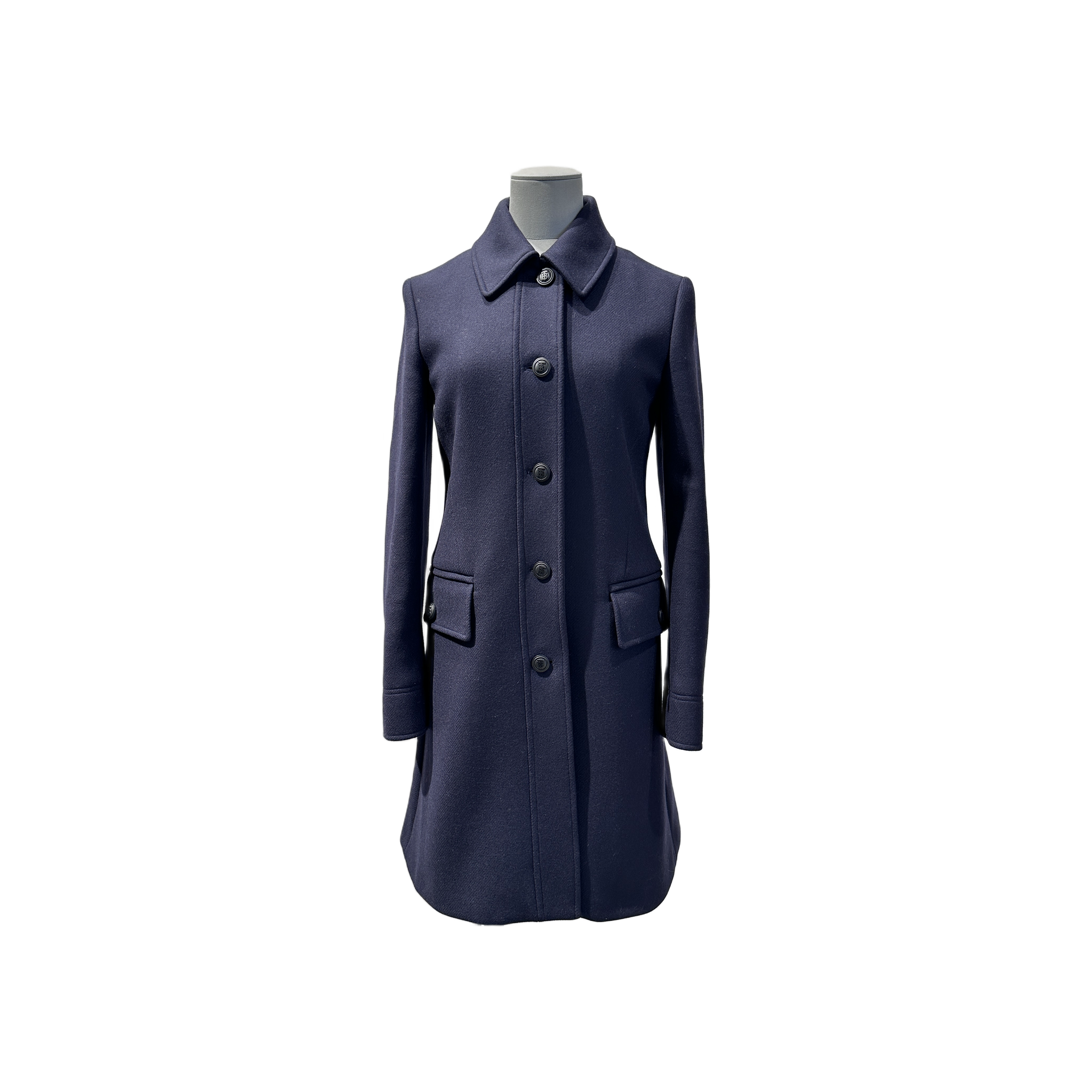 Burberry Wollmantel mit Nietengürtel Marineblau