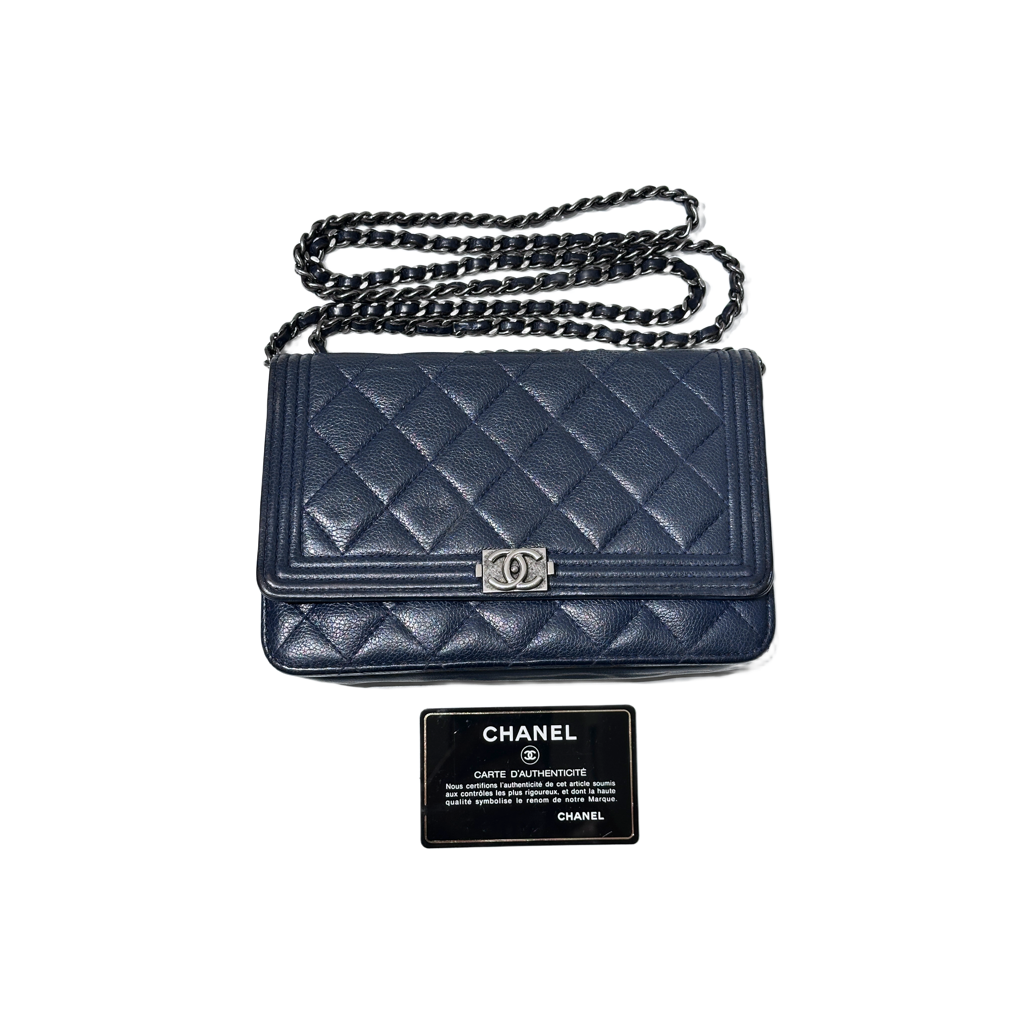Chanel Boy Wallet on Chain Kaviarleder Marineblau
