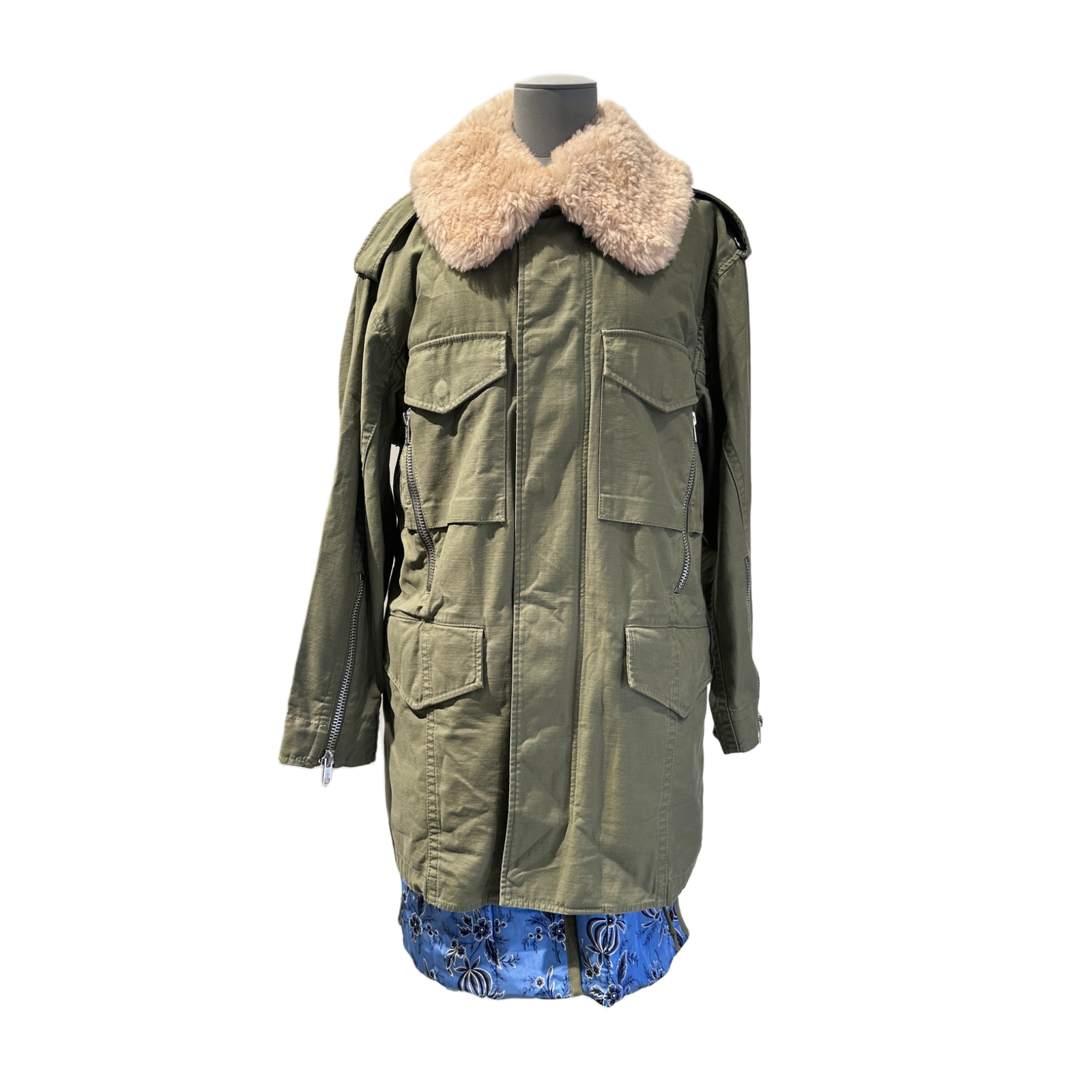 3.1 Phillip Lim Parka mit Fellkragen Olivgrün