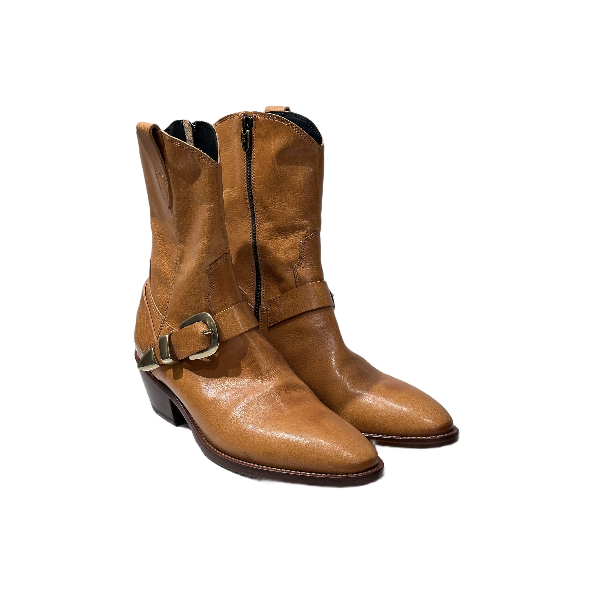 Fauzian Jeunesse Westernstiefeletten mit Schnalle Cognac