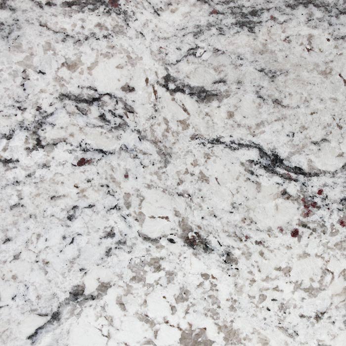  White Ice granite countertop - white with black and brown veining 