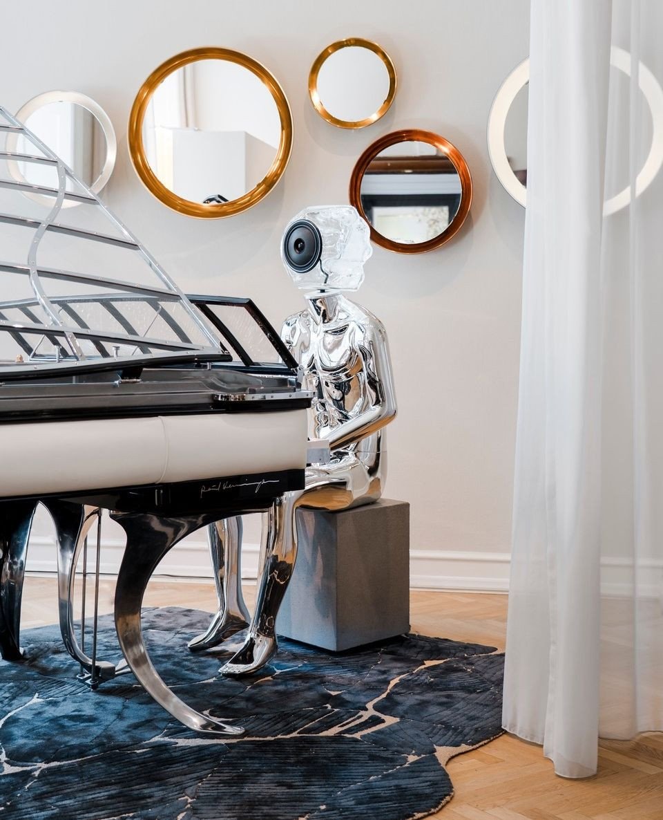 Every Audiomus is made by hand using traditional methods, modern materials, and visionary design. No mass production. No compromise. Glass elements are individually mouth-blown - no two are the same. Solid body construction crafted by artisan hands.⁠