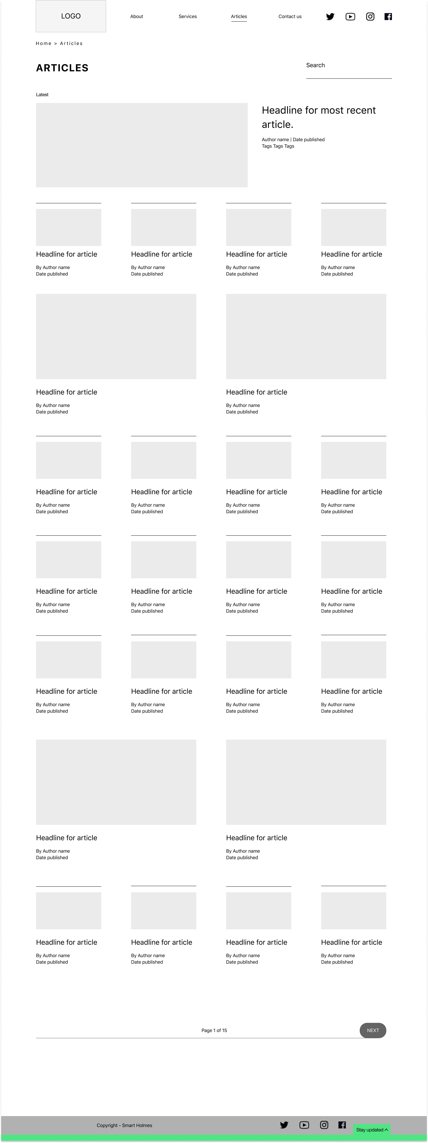 Articles page