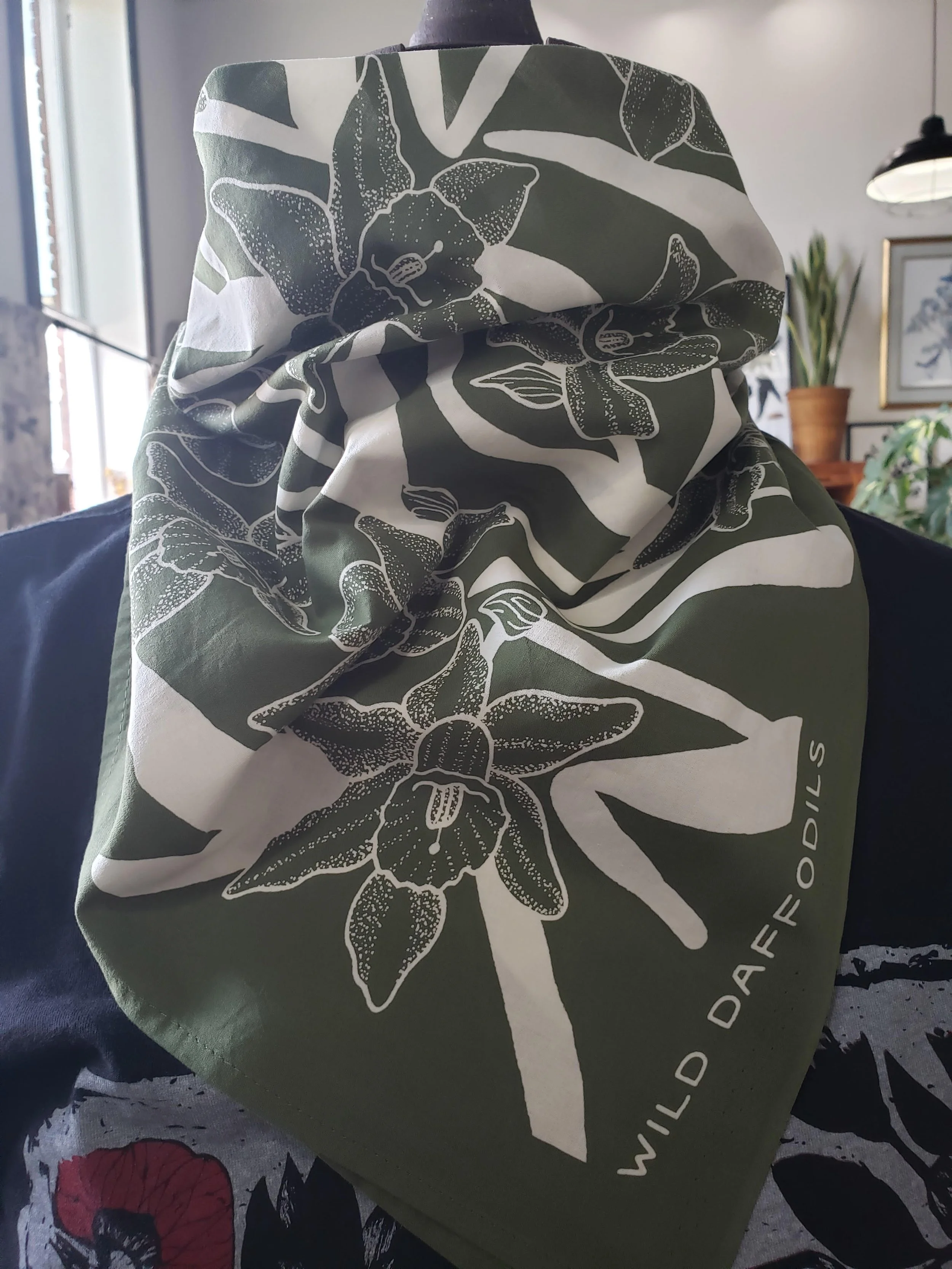 my wild daffodils bandana botanical green