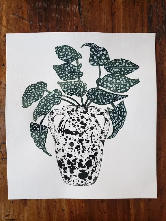 leafy begonia in a splatter vase #2