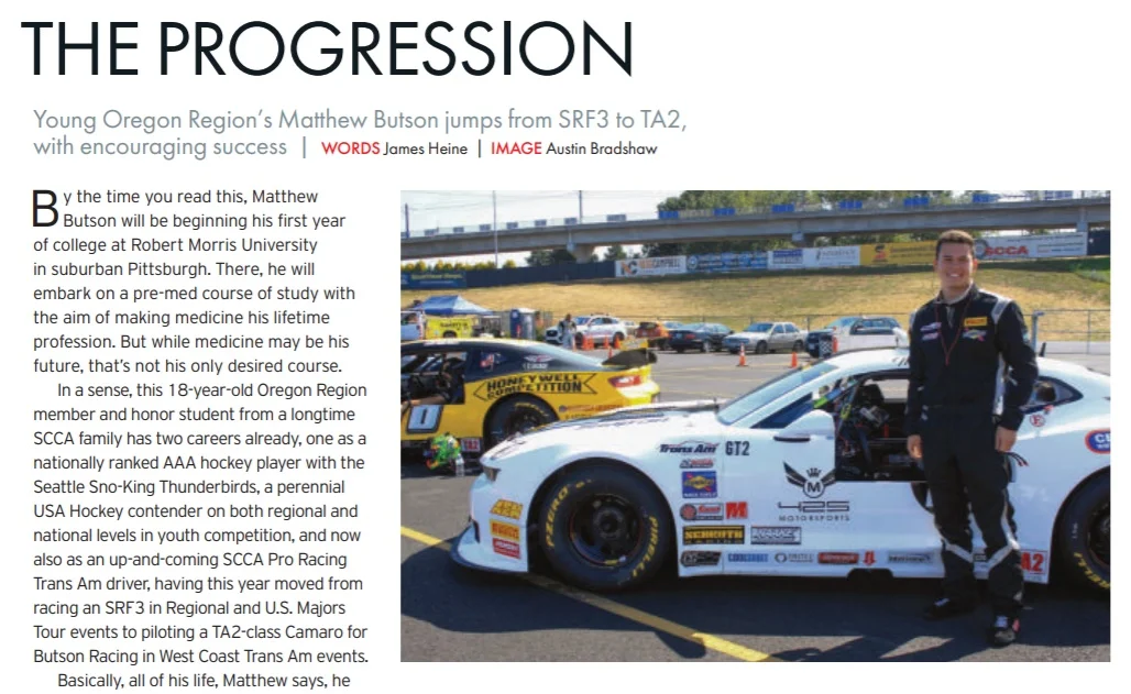 Matthew Featured in SCCA SportsCar Magazine 