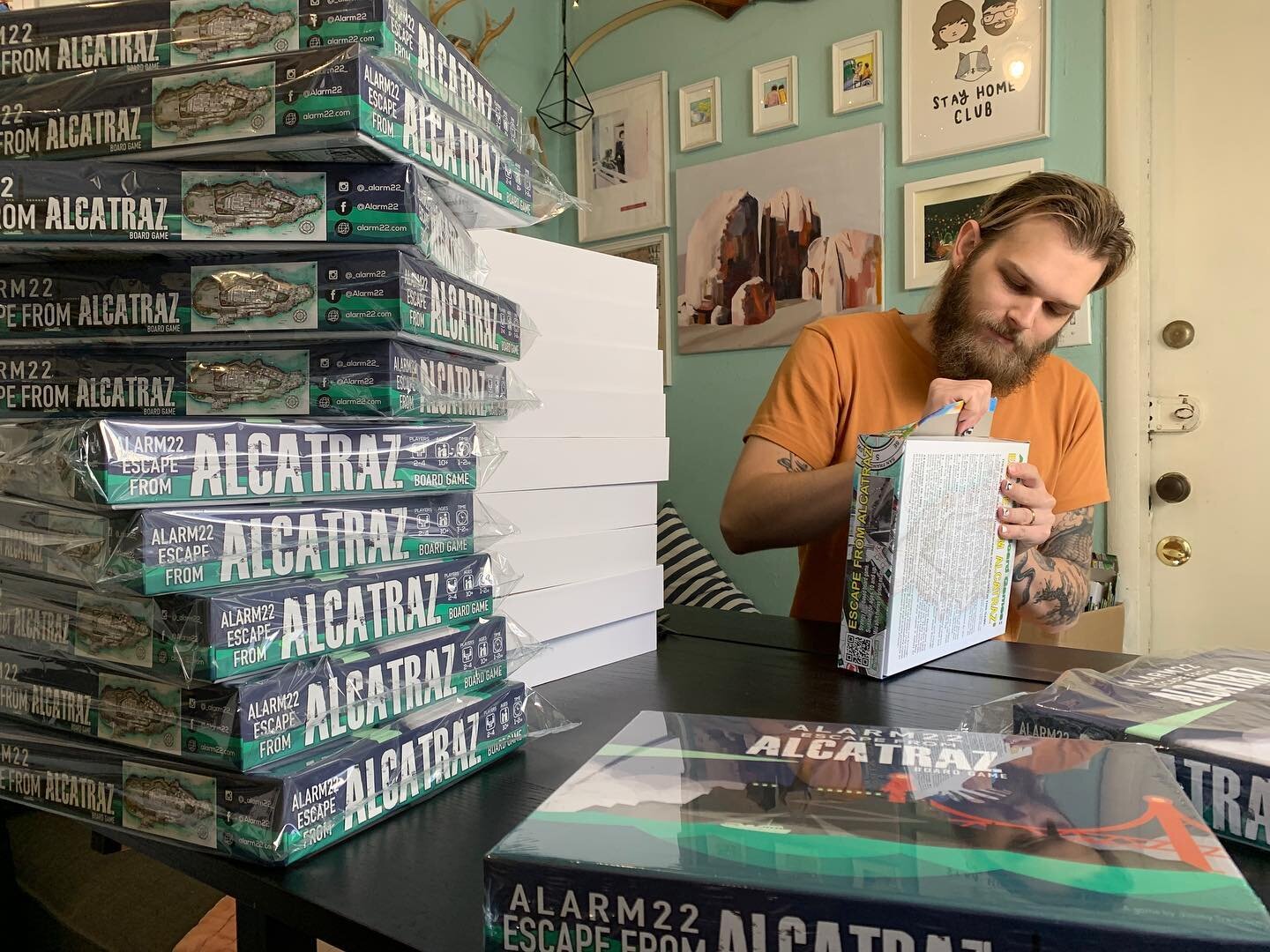 Home is where the heart is. It&rsquo;s also where we pack, seal, ship, post, message, and most importantly play Alarm 22 Escape From Alcatraz. Thanks to everyone who shops small business! 

#alarm22 #alcatraz #boardgames #smallbusiness #gamedev #shop