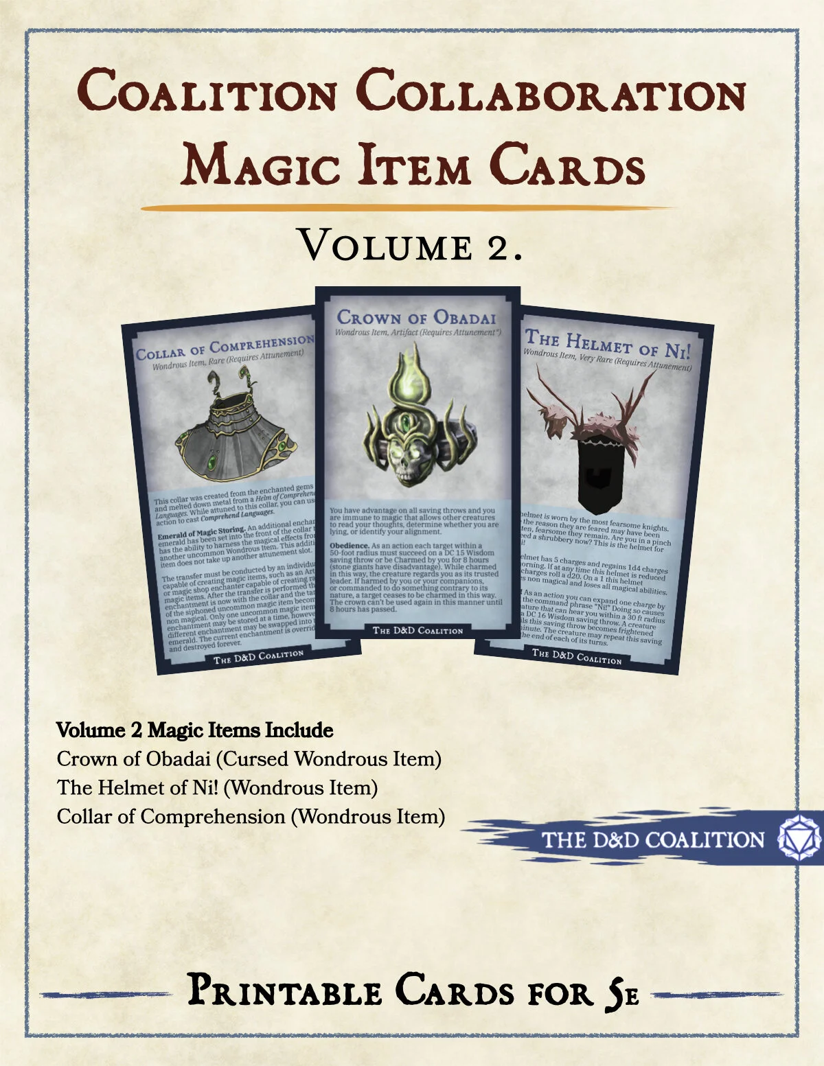 Coalition Collaboration Volume 2 Printable Magic Item Cards For 5th 
