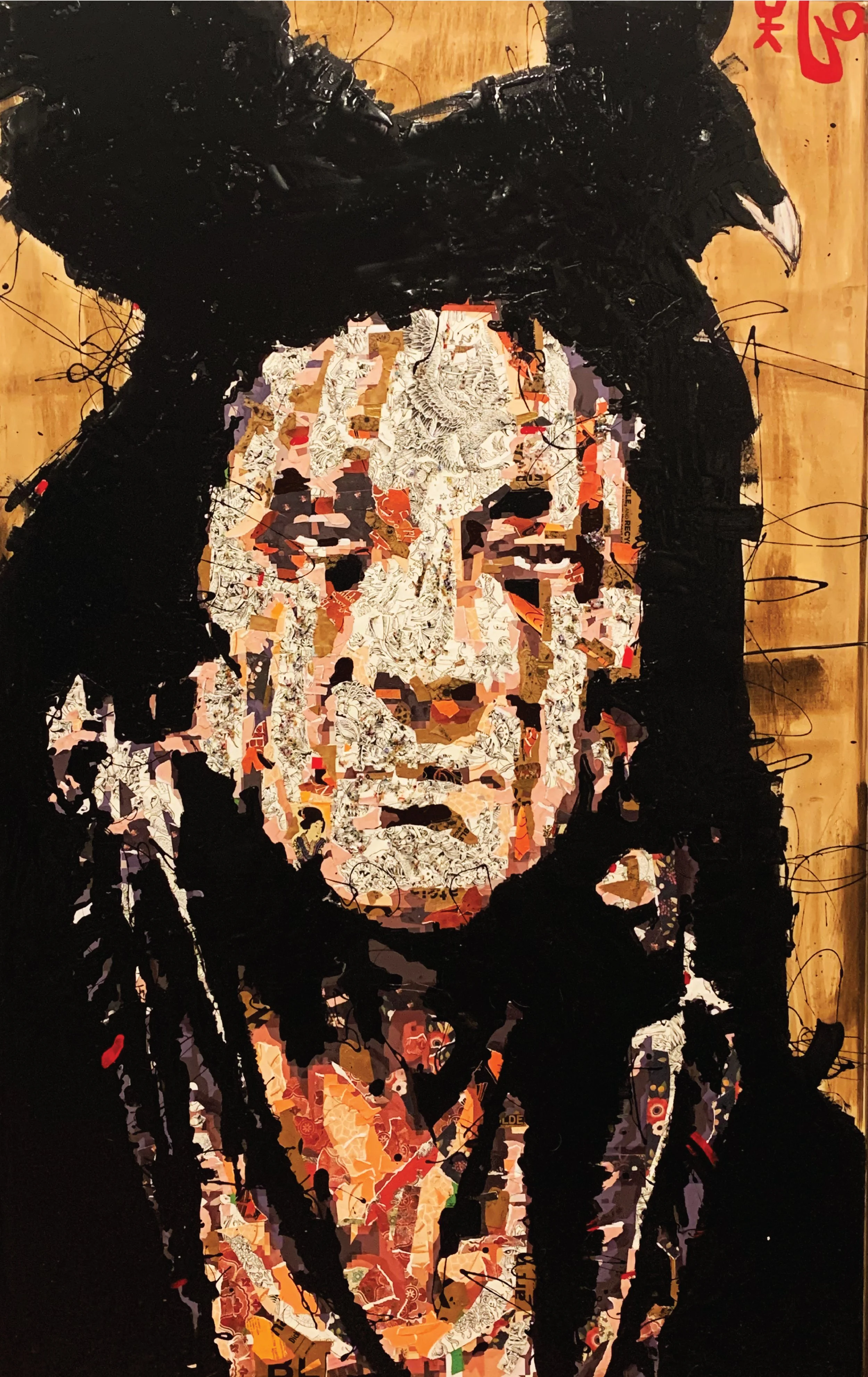 Title: Him / Medium: Multi-Media / Materials: Paper, Acrylic Paint On Wood