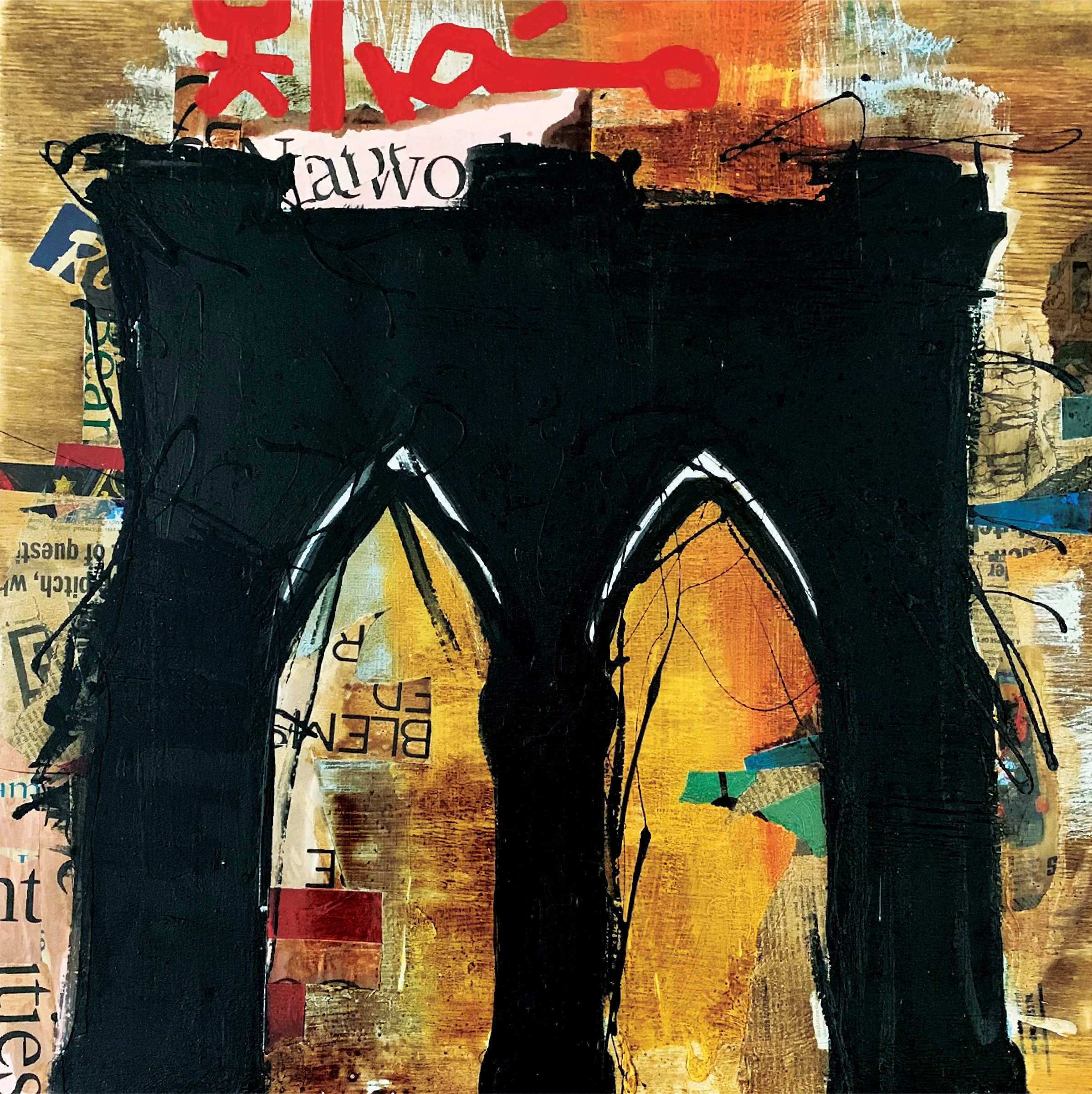 Title: Brooklyn / Medium: Multi-Media / Materials: Paper, Acrylic Paint On Wood