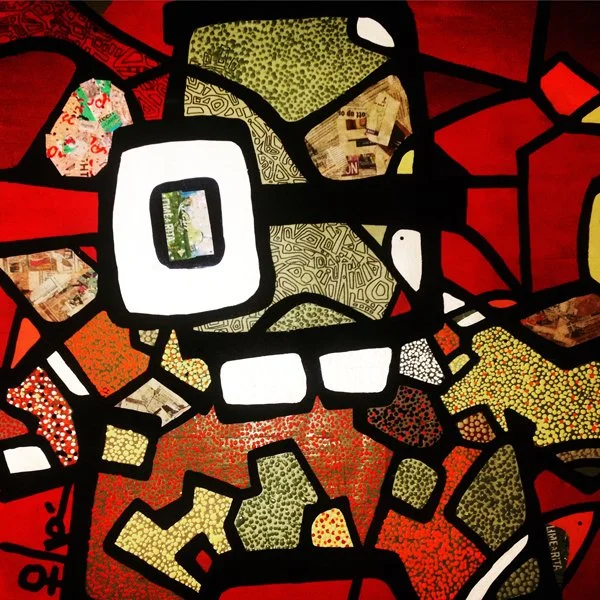 Title: Wild Eye/ Medium: Multi-Media / Materials: Paper, Acrylic Paint On Wood