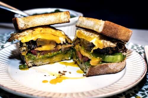 Pronghorn Steak Sandwich with Avocado Basil Pesto