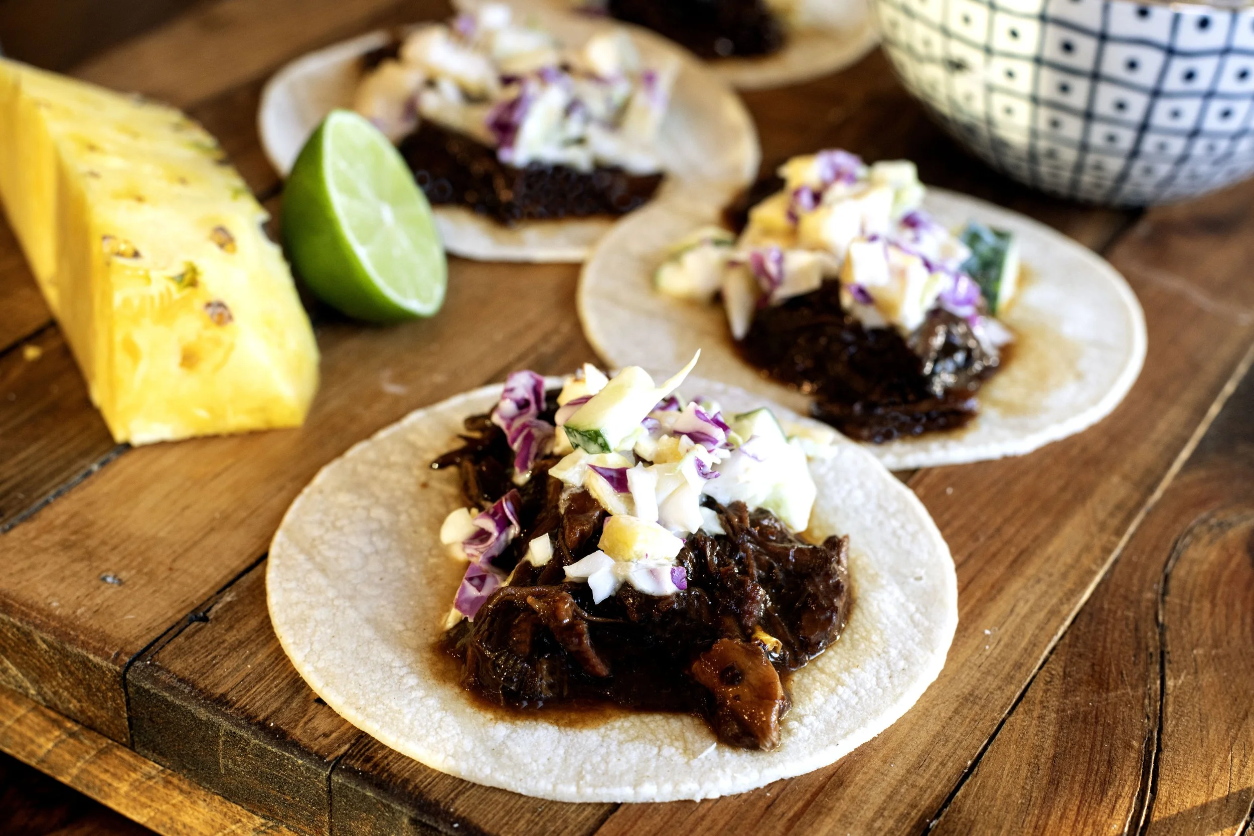 Ultimate Instant Pot Huli Huli Javelina Tacos with Pineapple Cucumber Slaw