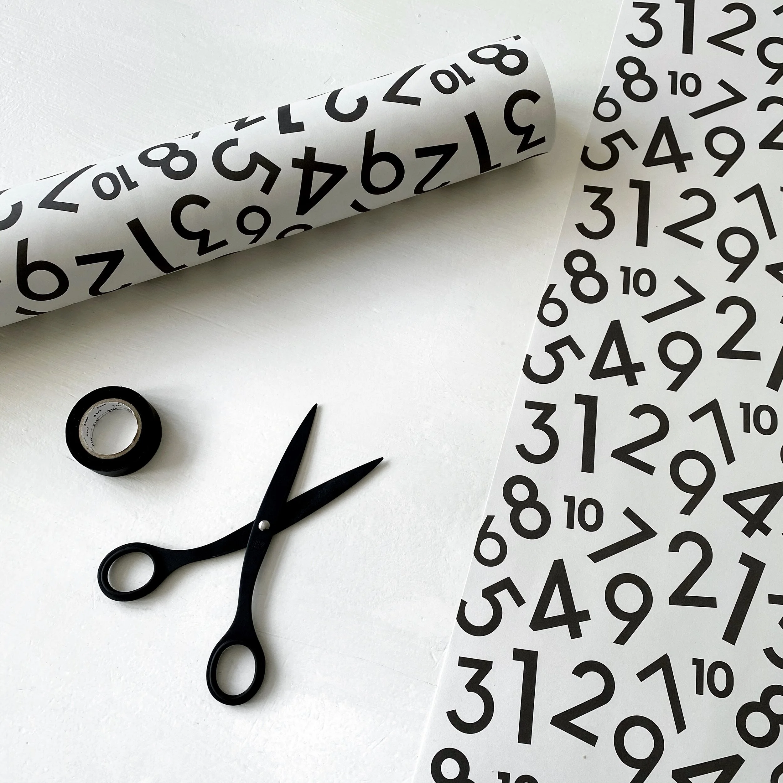 NUMBER WRAP - OFF WHITE - BUNDLE OF 5 SHEETS - FOLDED ONLY