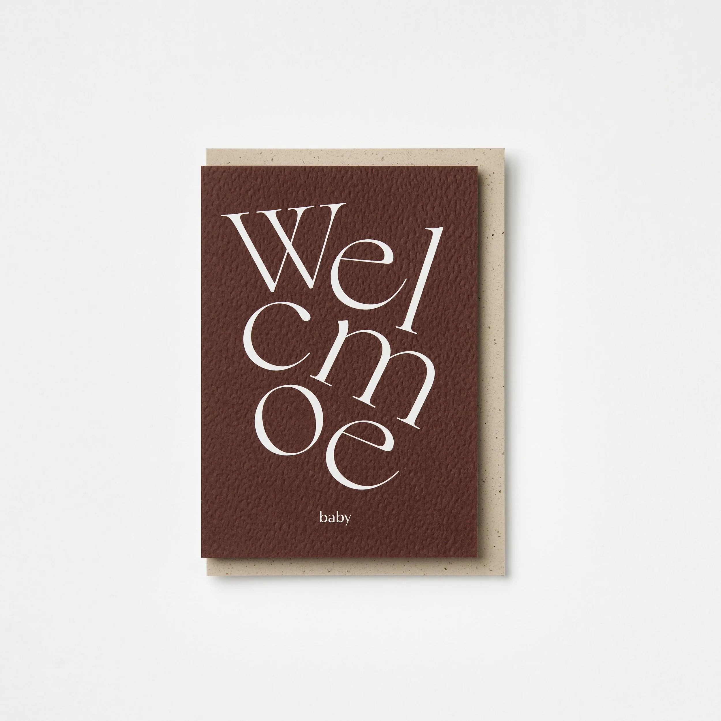 Russet Serif Type Welcome Baby new arrival card