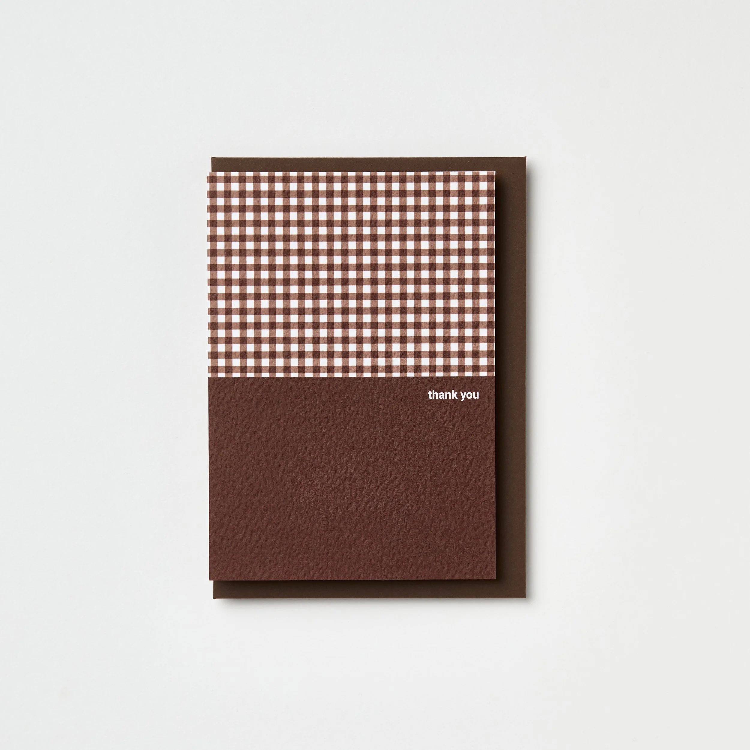 Burgundy Gingham thank you card
