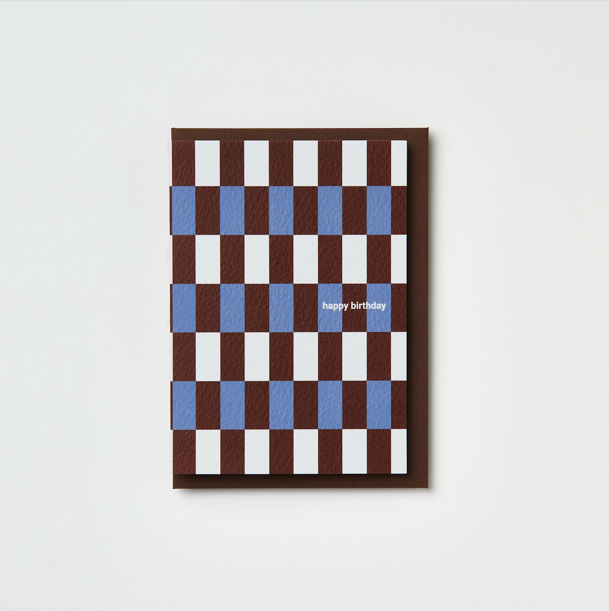 Happy Birthday blue/burgundy brugge tile card