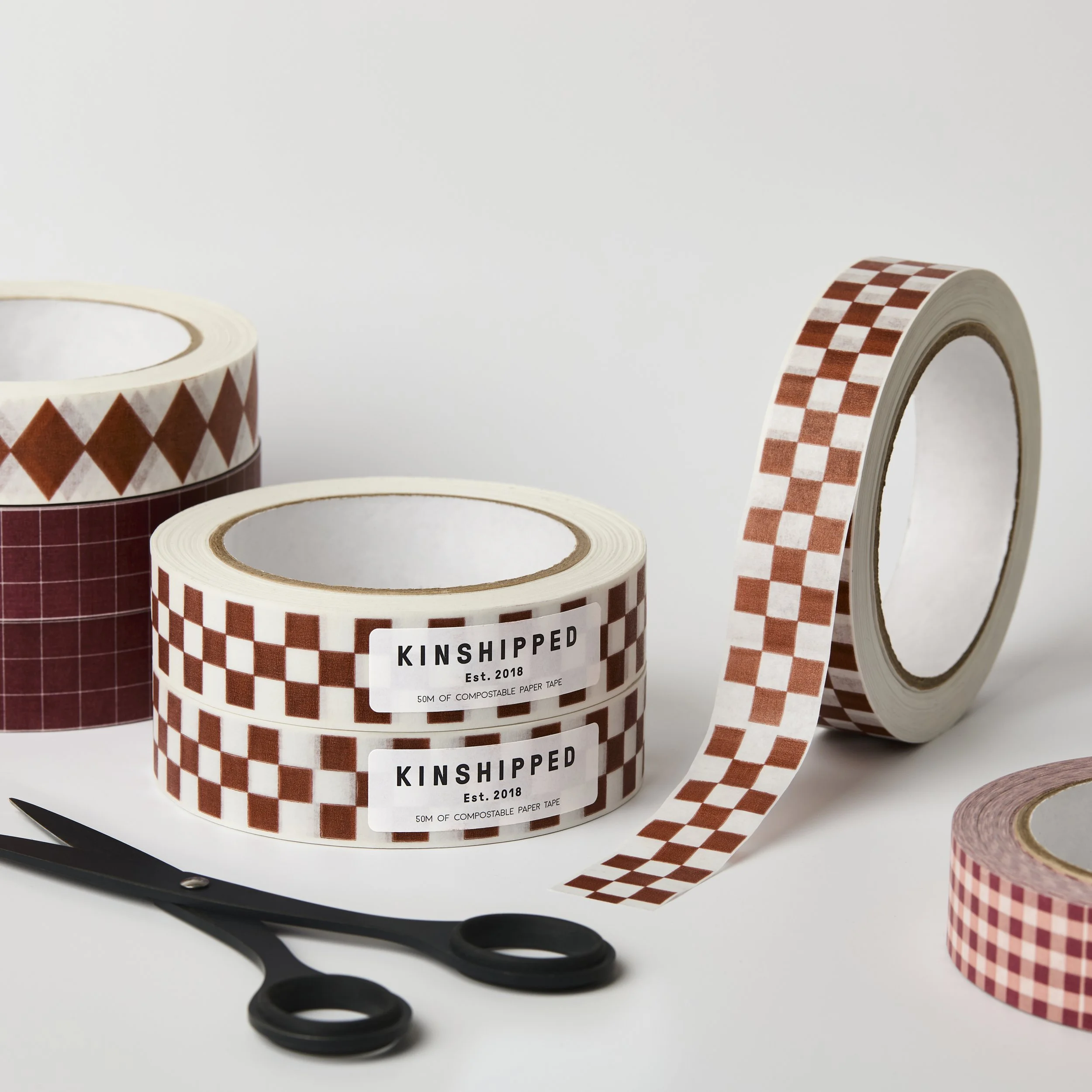 Burgundy/Russet Checkerboard Paper Tape