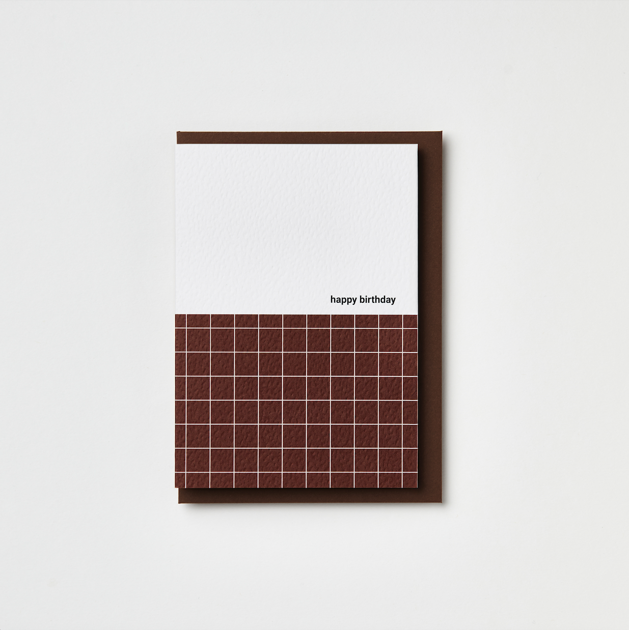 Russet/burgundy grid happy birthday card