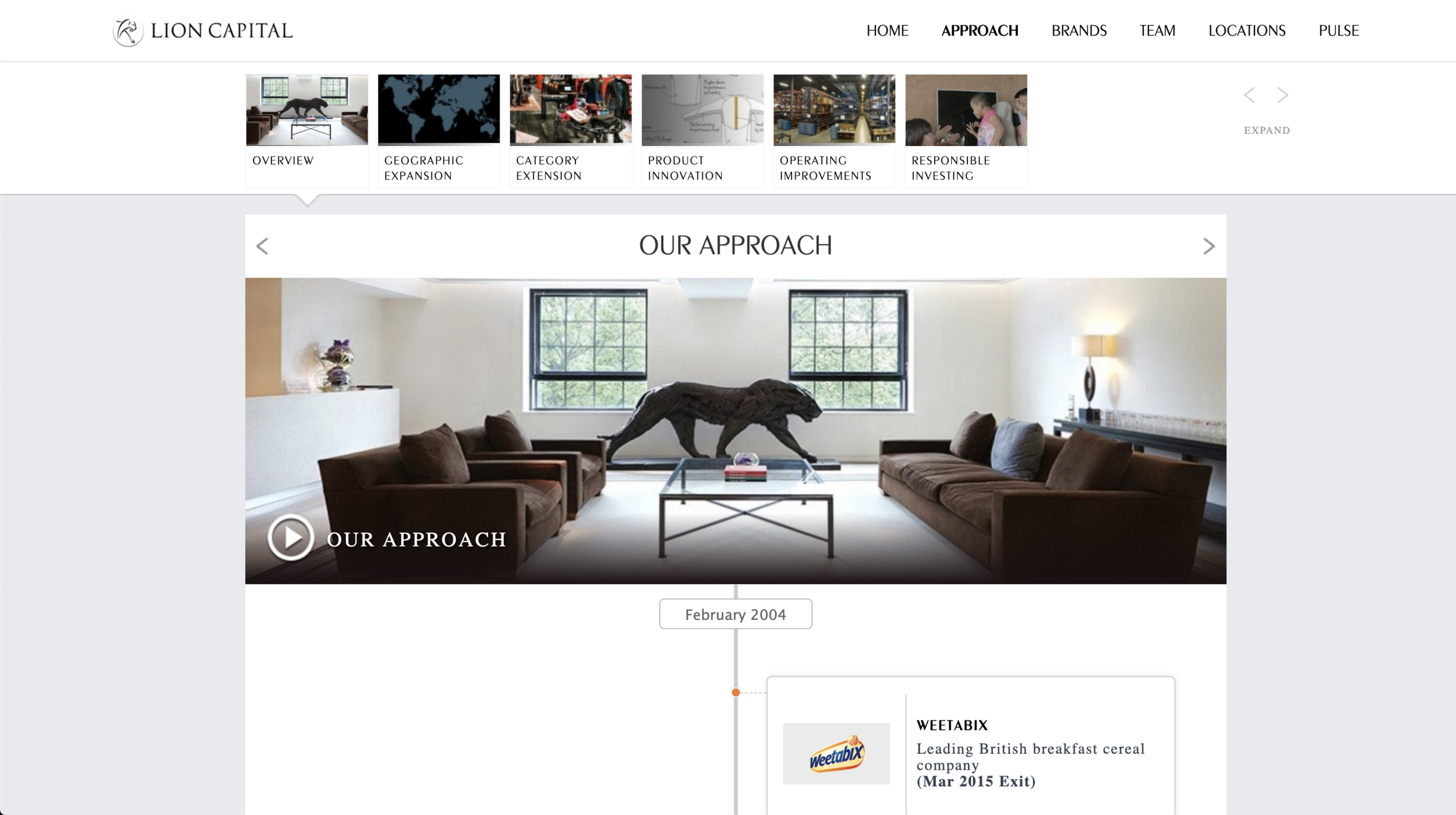  Neatly organized and thoughtful sequencing of information conveyed Lion Capital’s unique process simply.   