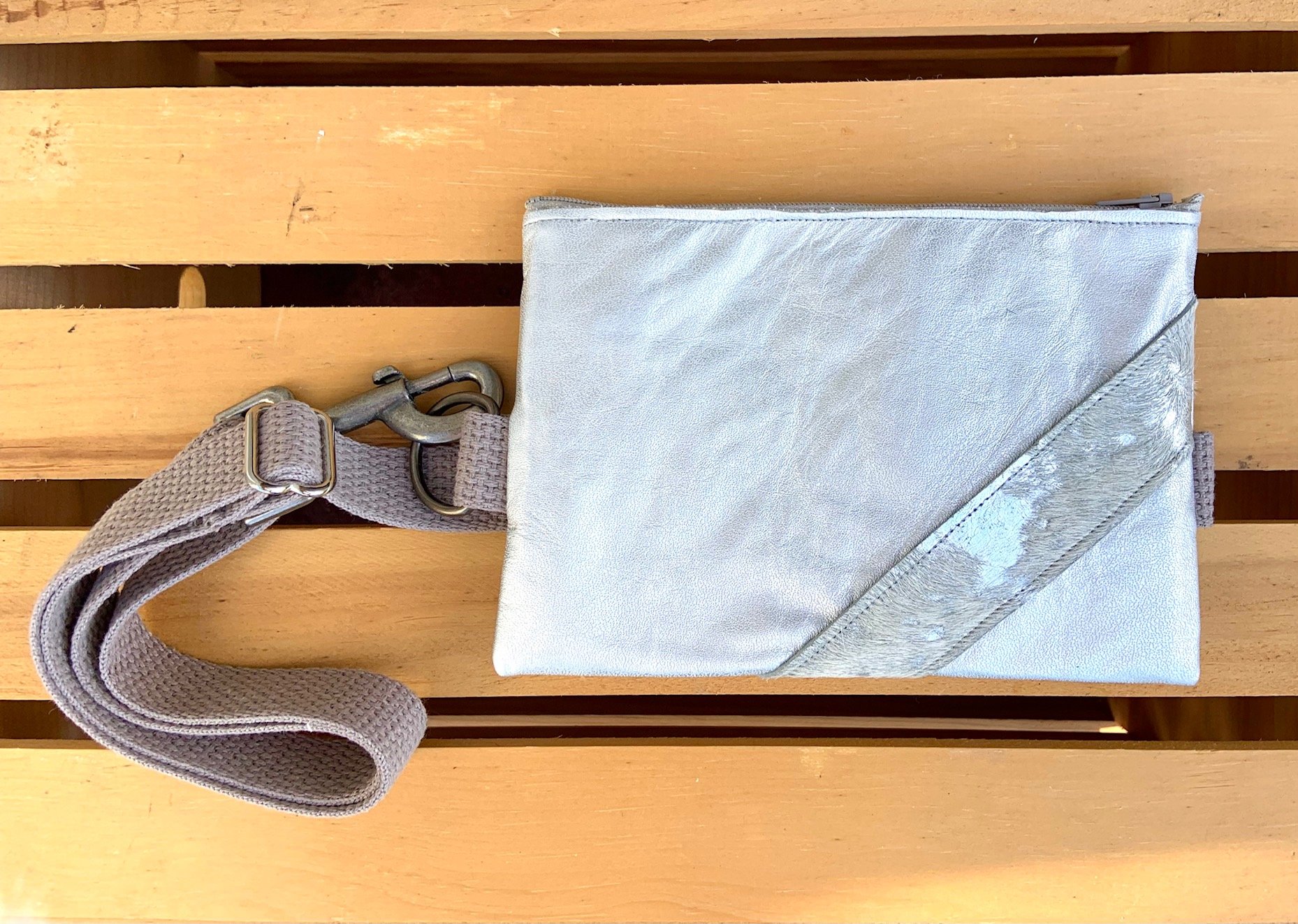 Trudy - Soft Silver leather with Horsehair stripe