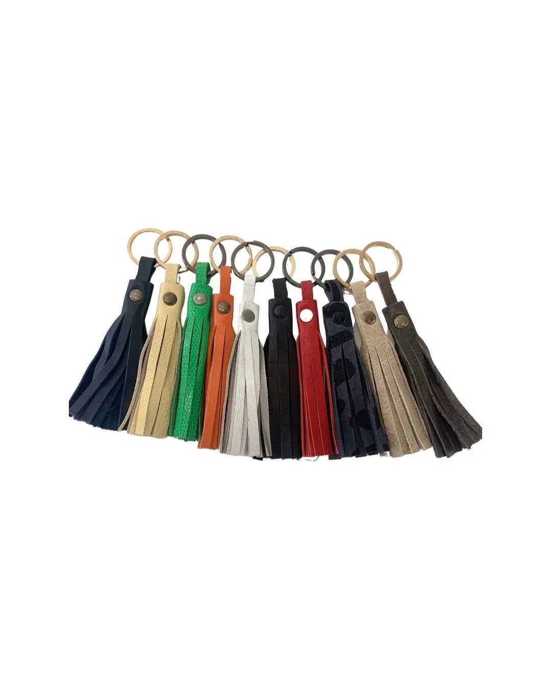 Leather tassel bag charm/key chain
