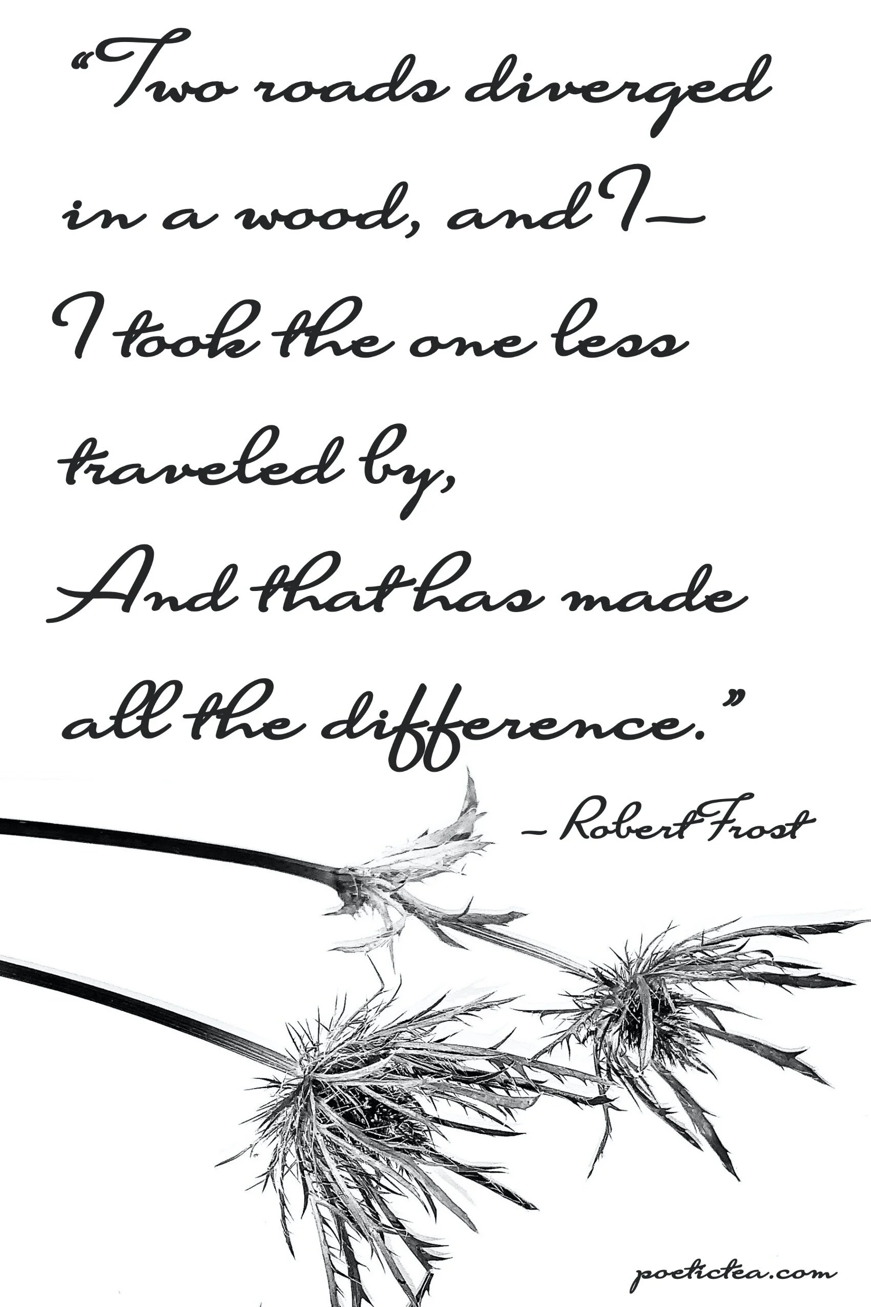 "Two roads diverged in a wood, and I—  I took the one less traveled by,  And that has made all the difference."