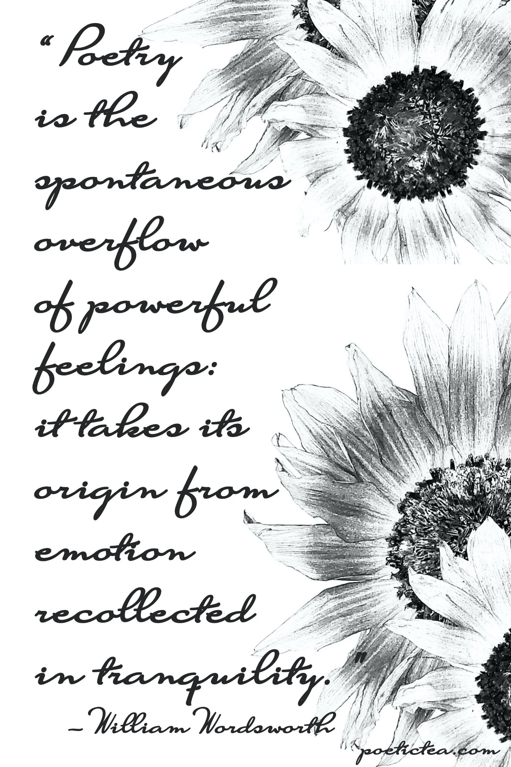 "Poetry is the spontaneous overflow of powerful feelings:  it takes its origin from emotion recollected in tranquility."
