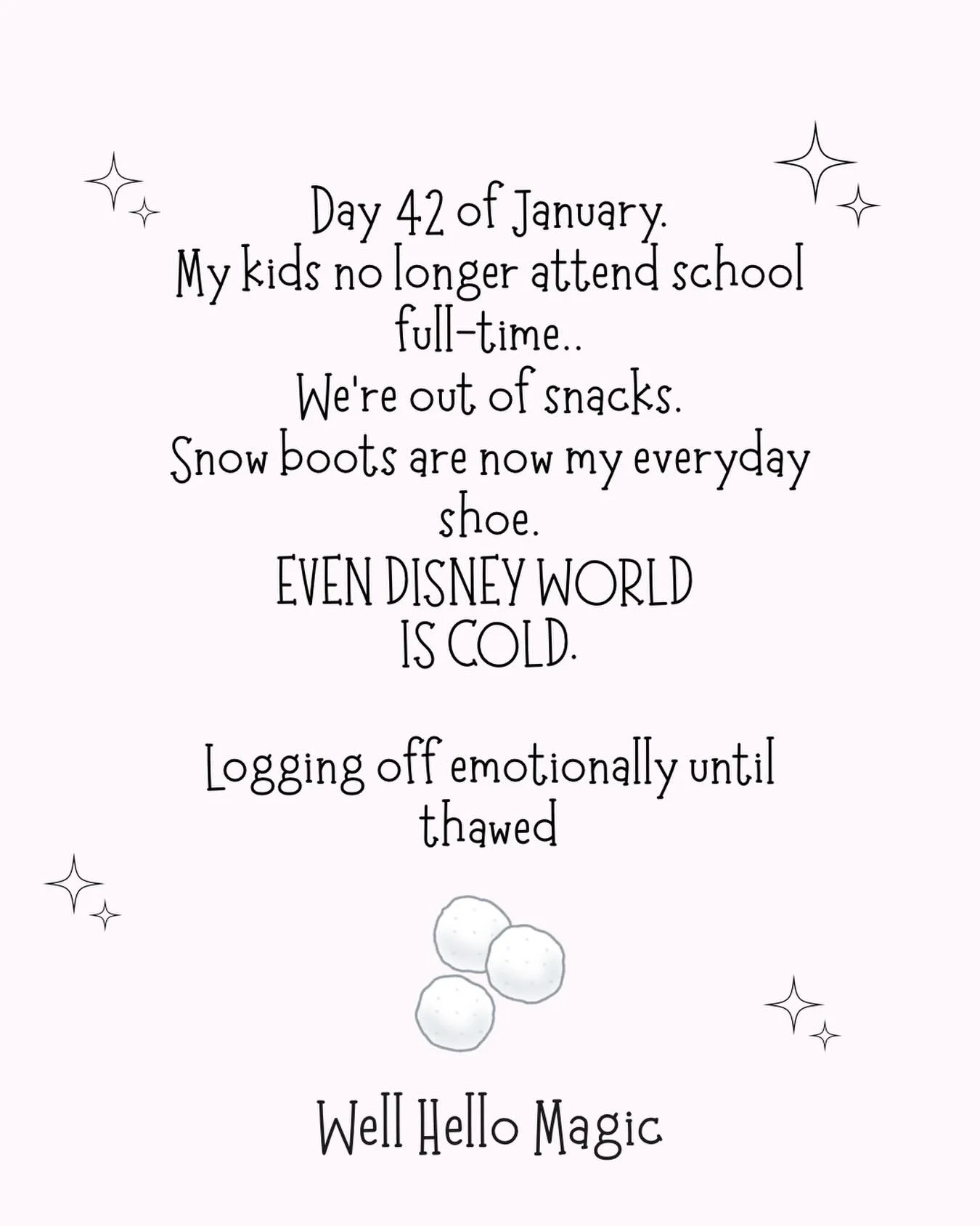 Things are not right in the world right now ❄️

I know Pennsylvania is technically a winter state, but I cannot even turn on my car without full snow boots.

So I thought, let me escape to Walt Disney World ✨
Plot twist: Disney World is also cold 🥶
