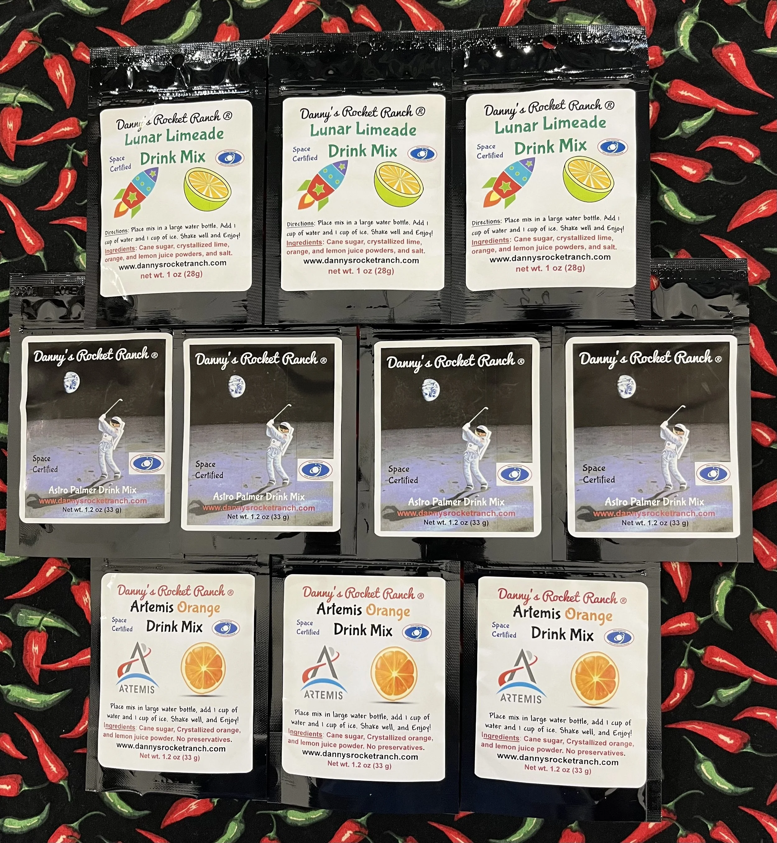 Danny's Rocket Ranch Lunar Limeade, Artemis Orange, and Astro Palmer Drink Mix Bundle
