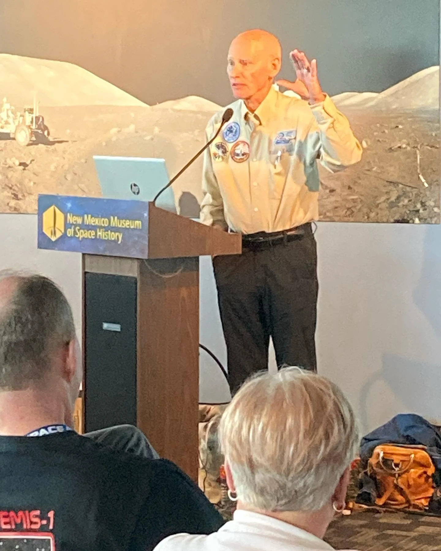 Astronaut Mike Mullane gave the background story for the new patch benefiting Taking Up Space!