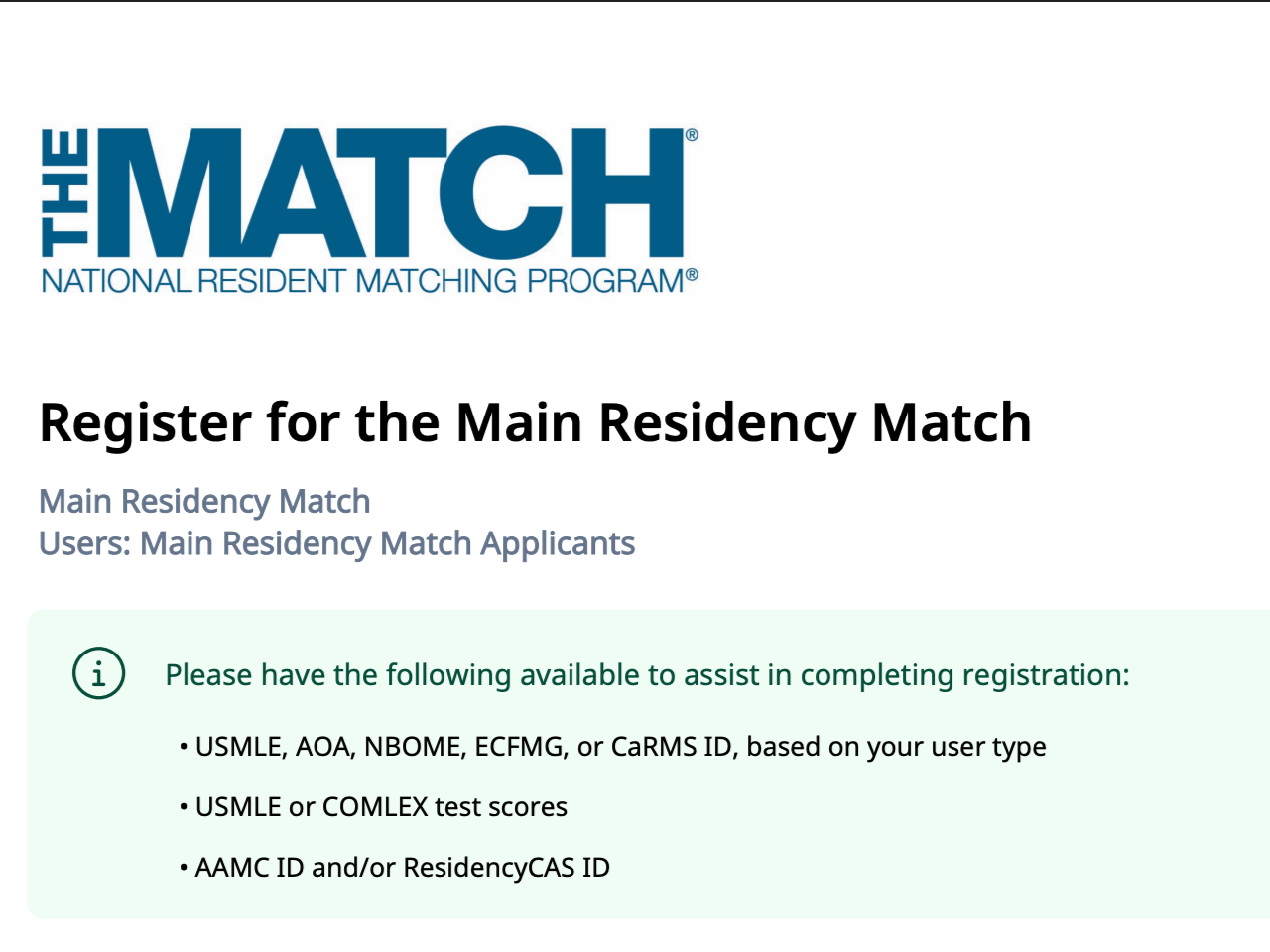 ERAS Is Not the Match. Register for NRMP.