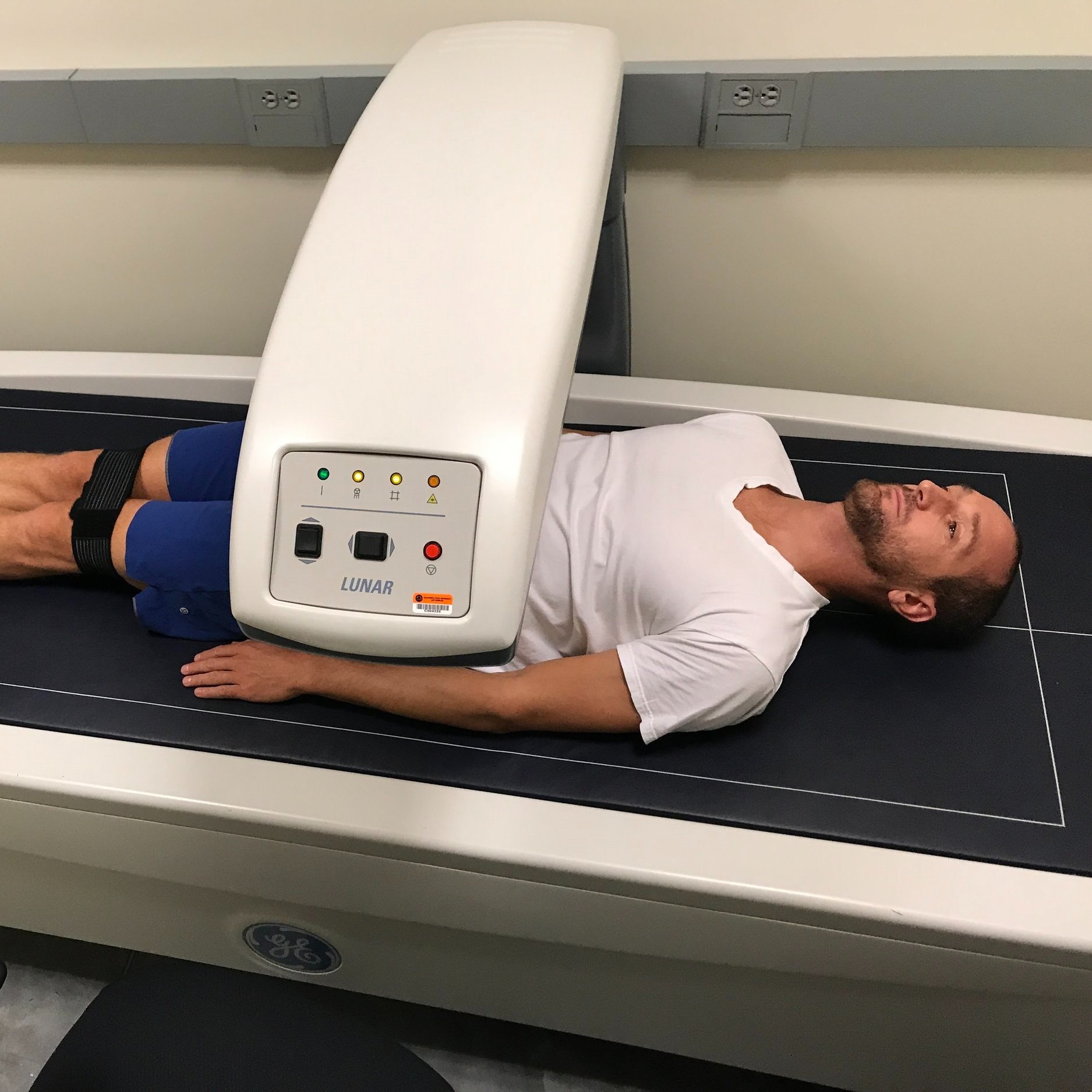 Dr. Crocker getting a DXA scan for determination of bone mineral density &amp; body fat percentage