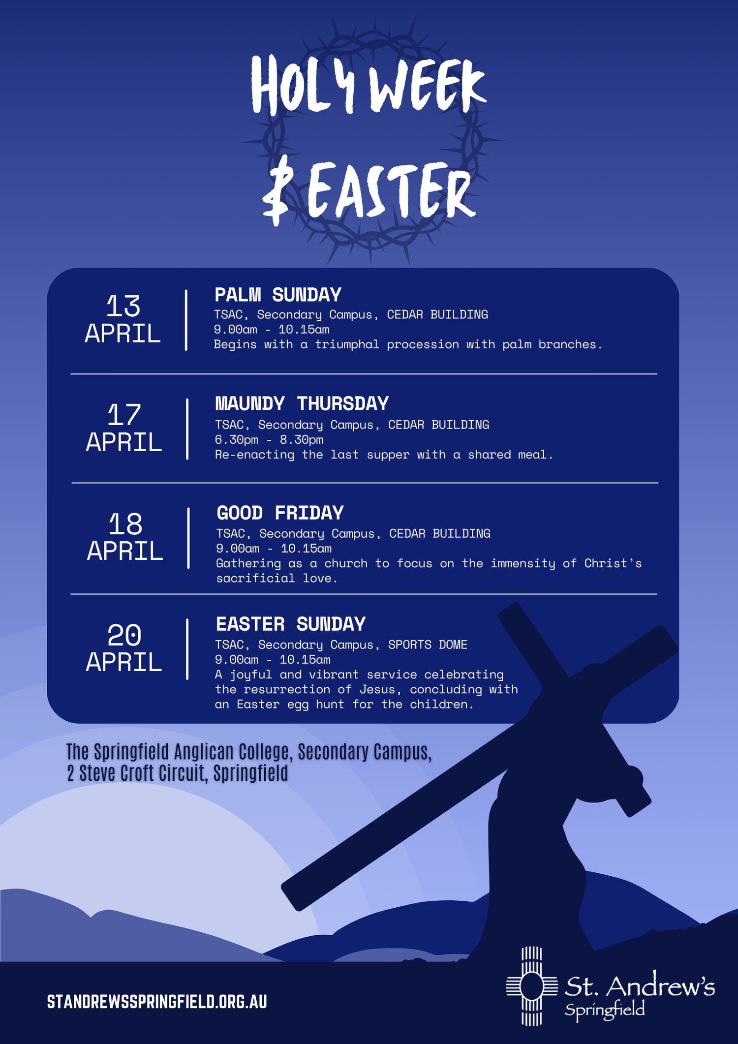 Thursday Easter Week Holy Week and Easter Services β St. Andrew's Springfield