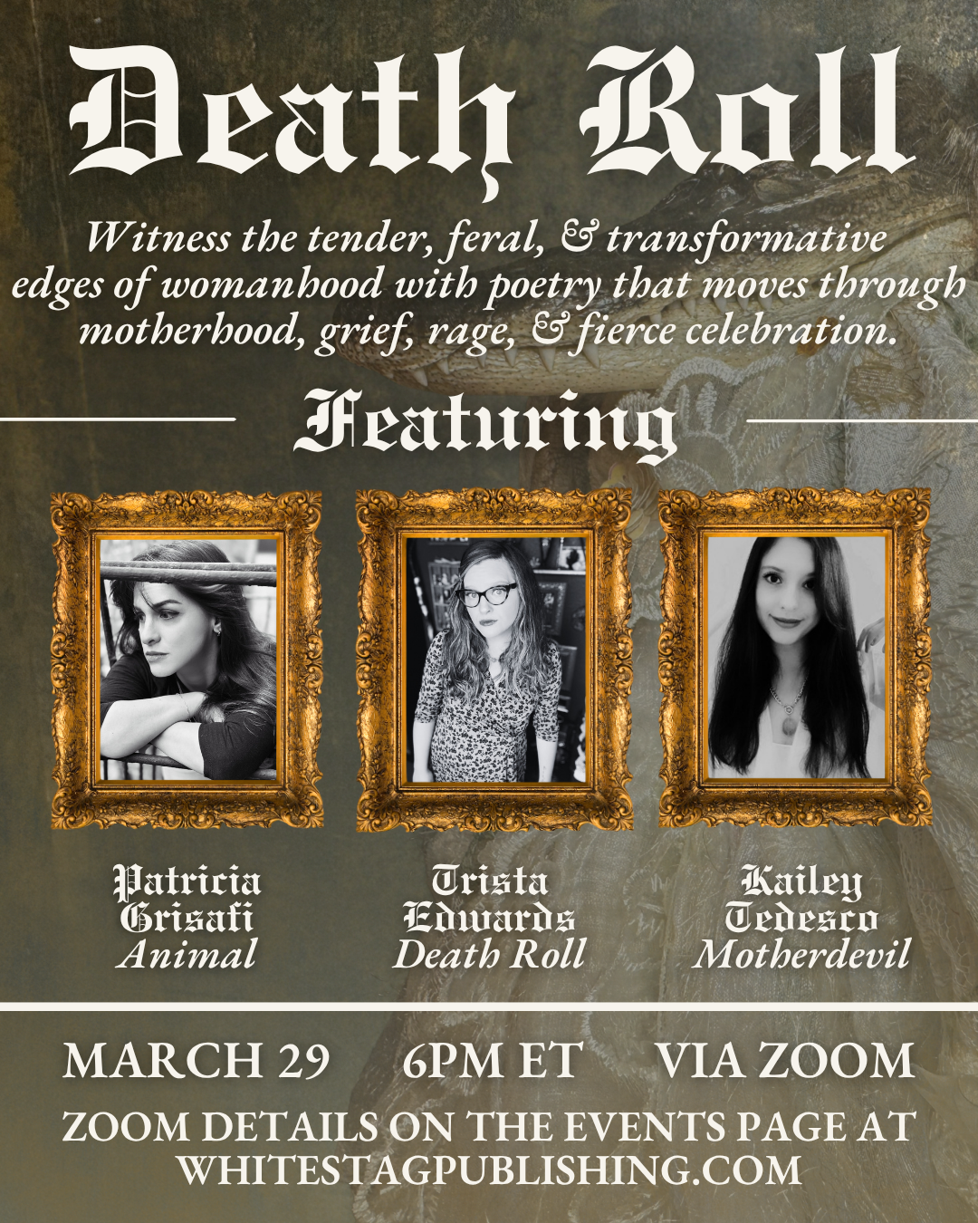 DEATH ROLL Poetry Reading with Trista Edwards, Patricia Grisafi, & Kailey Tedesco