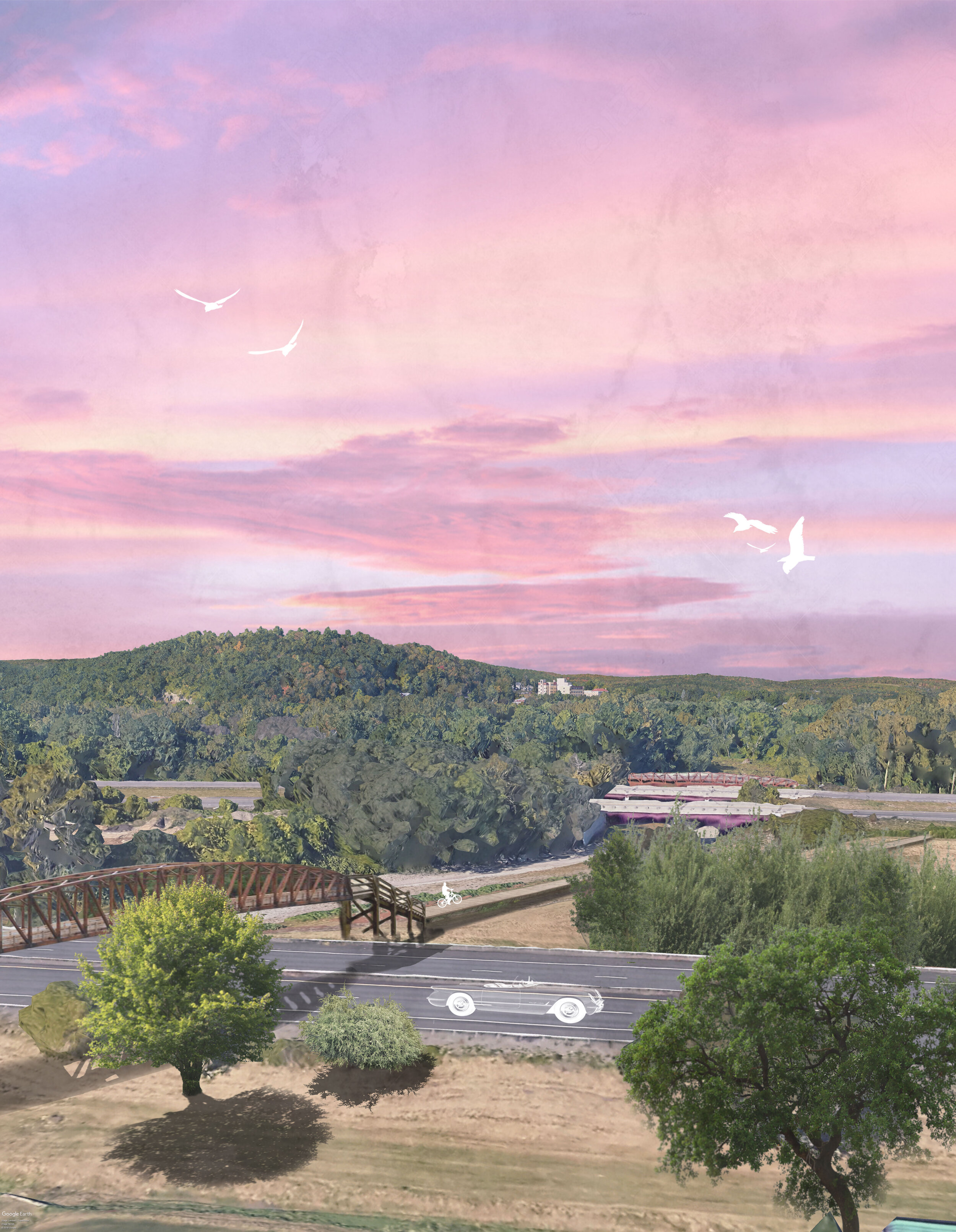 With bike path development planned along the Vestal Parkway, implementing biking infrastructure along Front Street would maximize its connection to the region in the future. A bridge connecting a planned bike path along Front Street to the Rail Trai