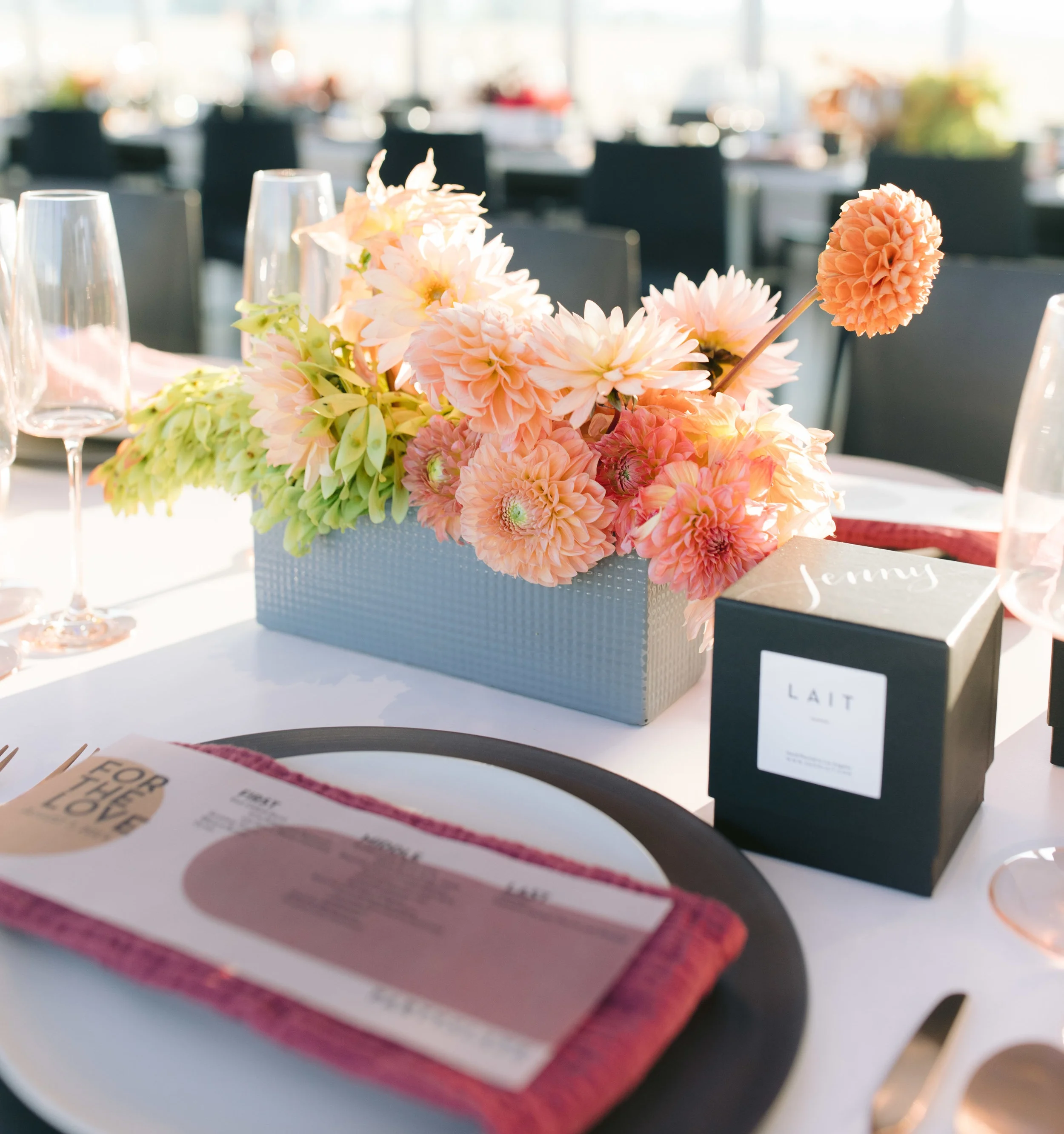 Modern Colorful PartySlate Dinner Party at Kimpton La Peer Hotel