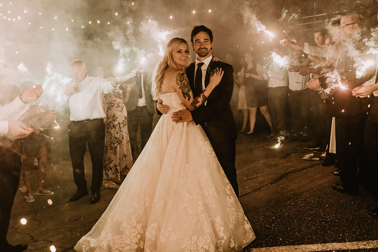 Sparkler exit at Los Angeles wedding venue