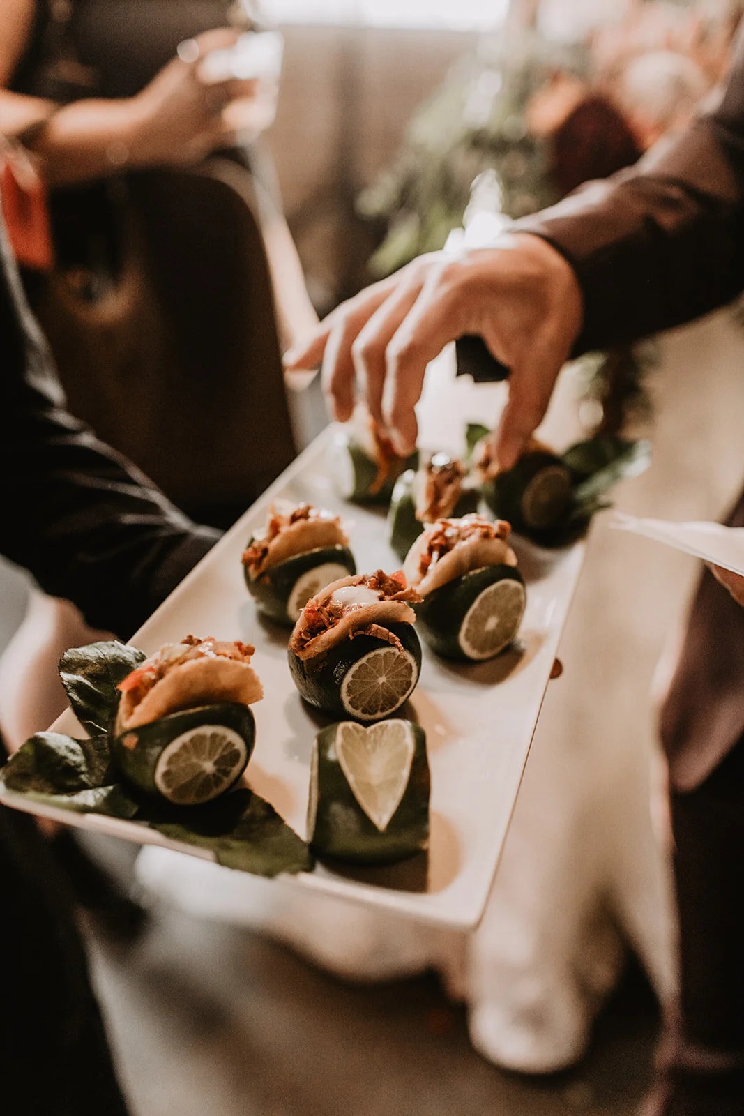 Wedding catering passing trays for cocktail hour