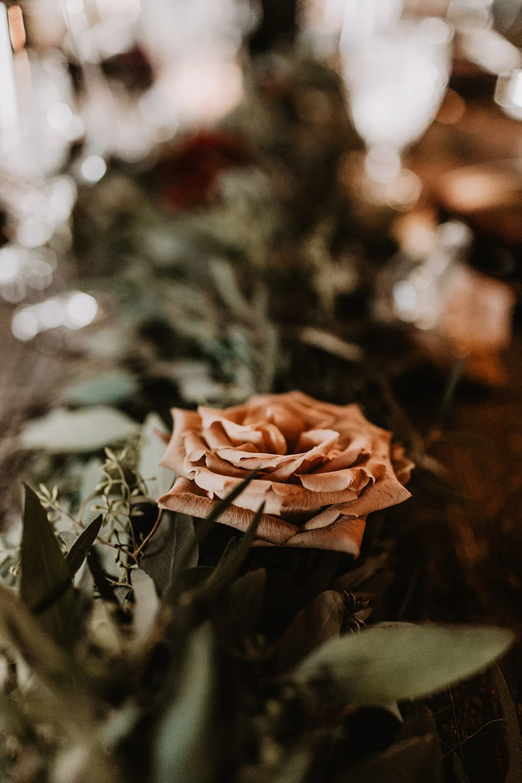 Brown rose garland for tablescape
