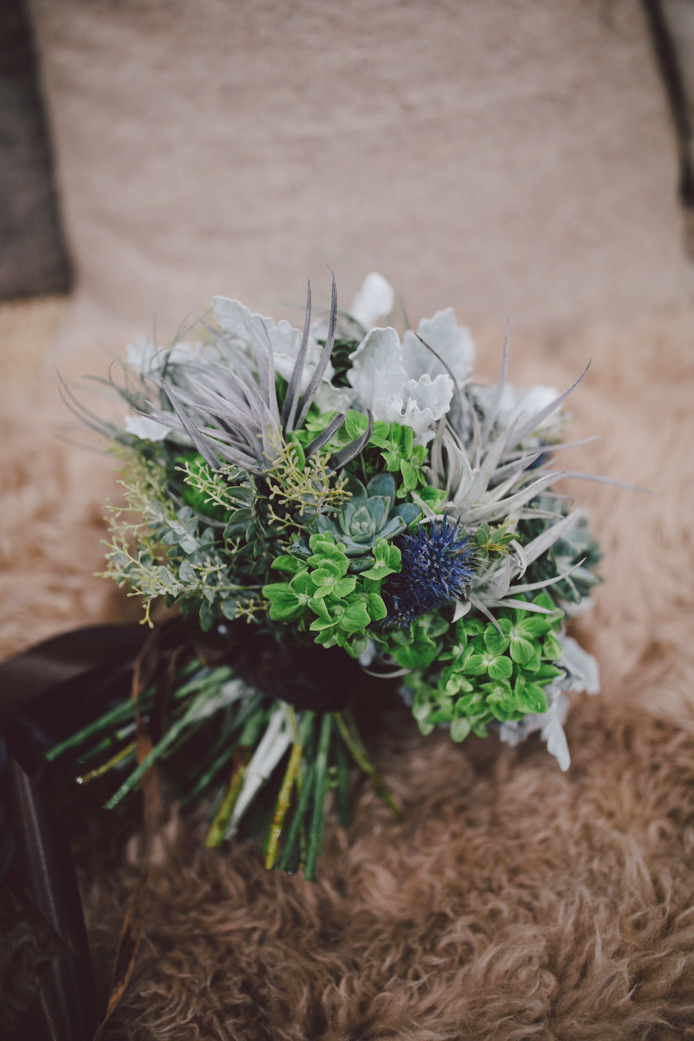  What if you love plants though? This custom bridal bouquet was made of air plants, succulents, and just a few blooms for color. Perfect for the plant lover!  Photography by Evangeline Lane 