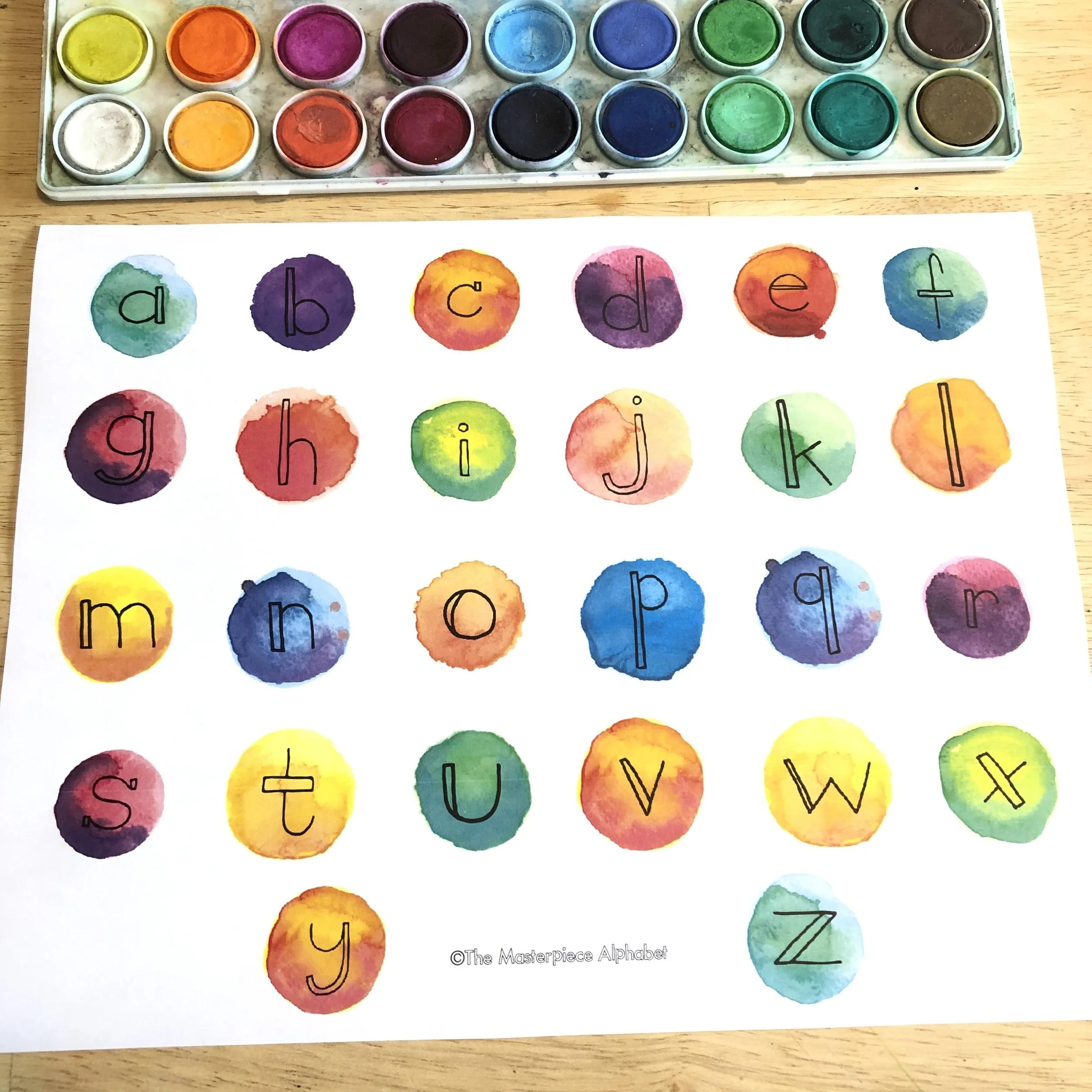 Watercolor Alphabet Coins