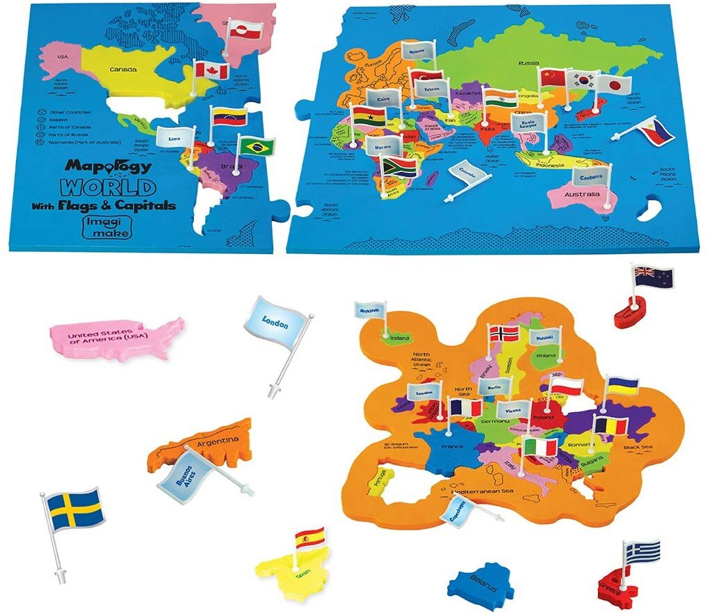 Imagimake: Mapology World with Flags &amp; Capitals Jigsaw Puzzle - 